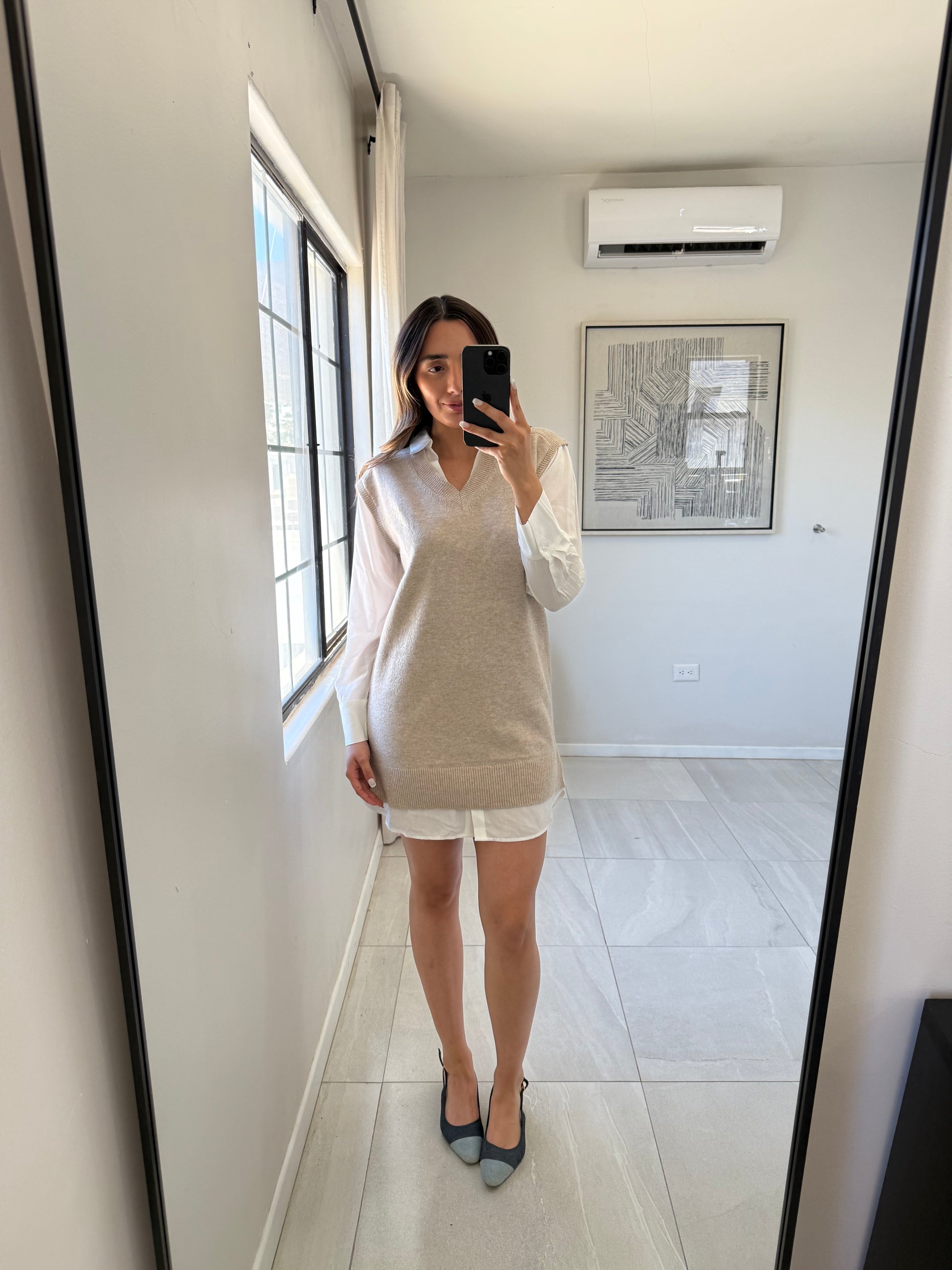 Mixed Media Shirt Dress