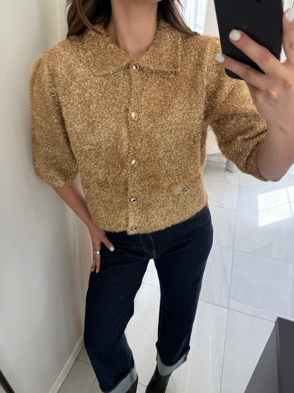 Cardigan Camisero Oro