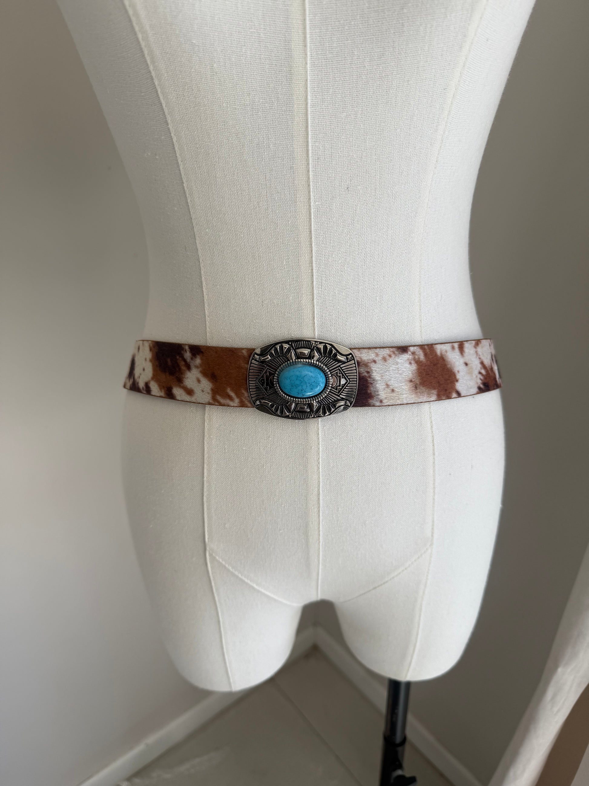 Turquoise Brown Print Belt