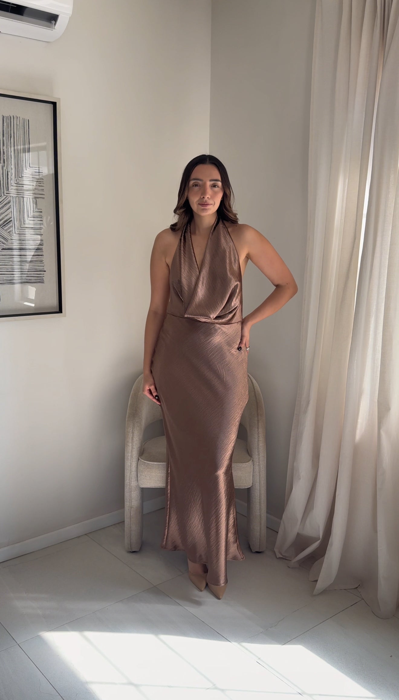 Maxi Woven Dress Brown