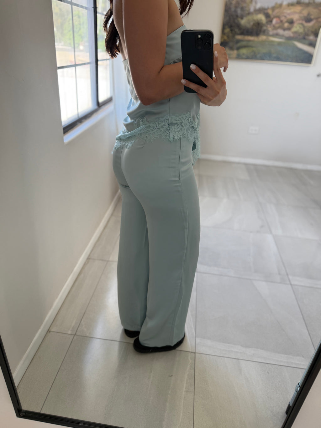 Satin Sage Pant Set