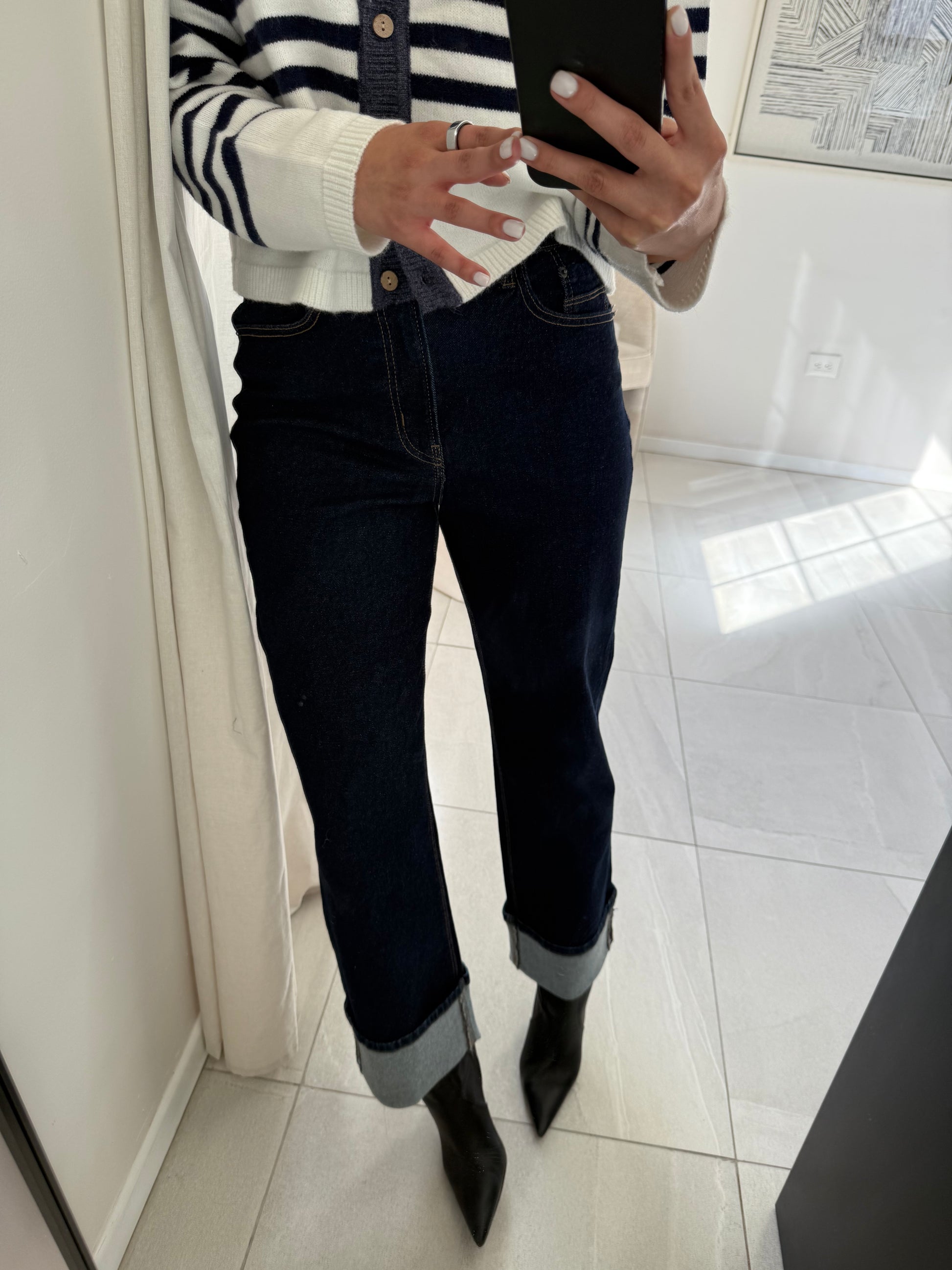 Jean Cuffed High Raise