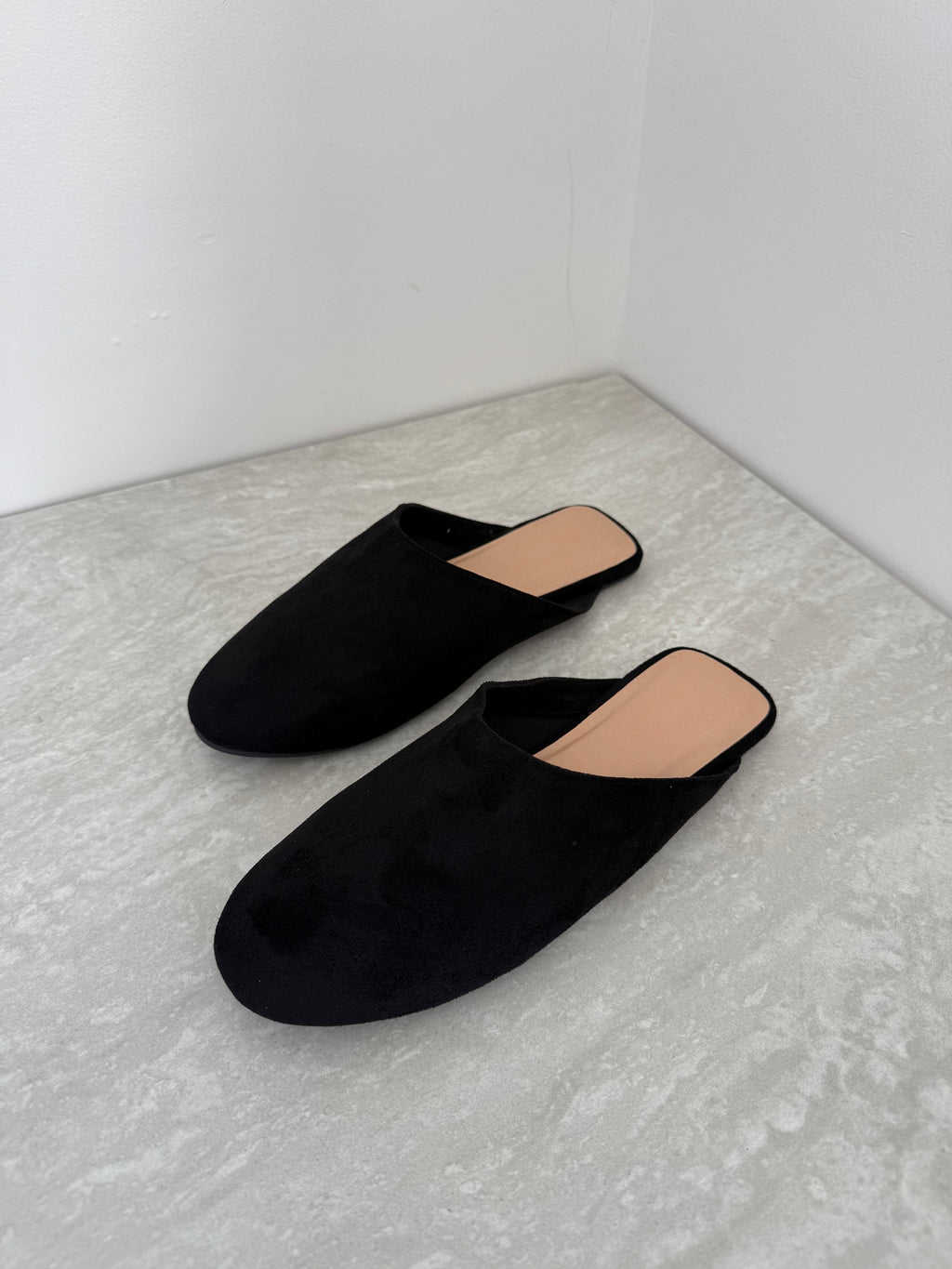 Black Suede Mules