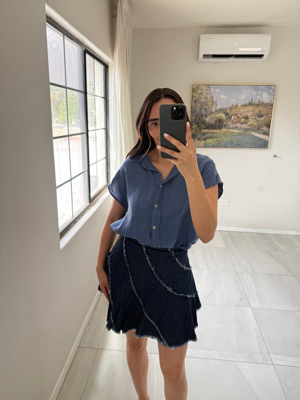 Washed Indigo Denim Skirt