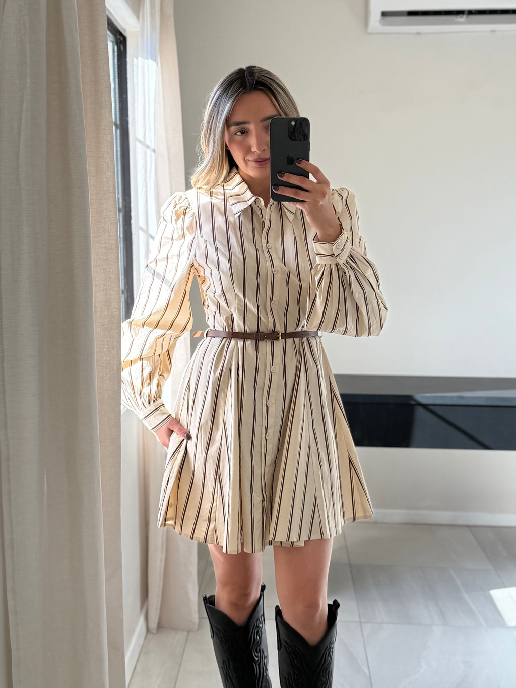 Striped Woven Mini Dress