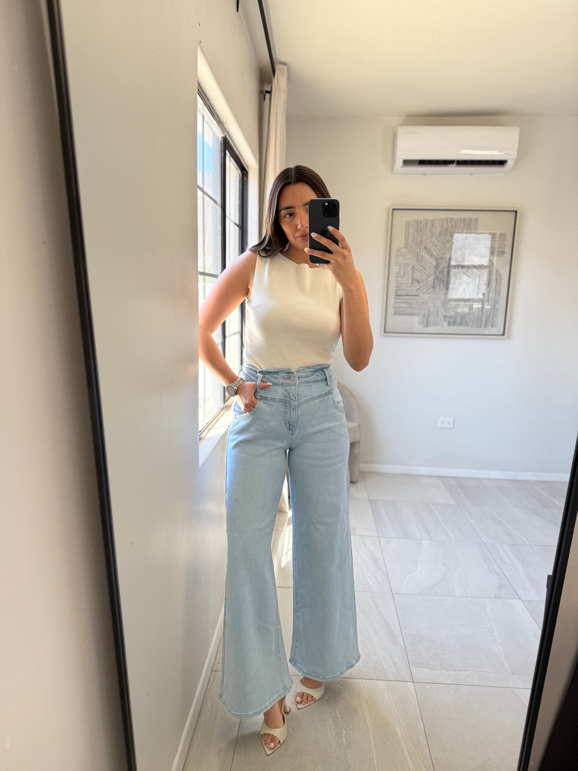 Cream Asymmetrical Knit Top