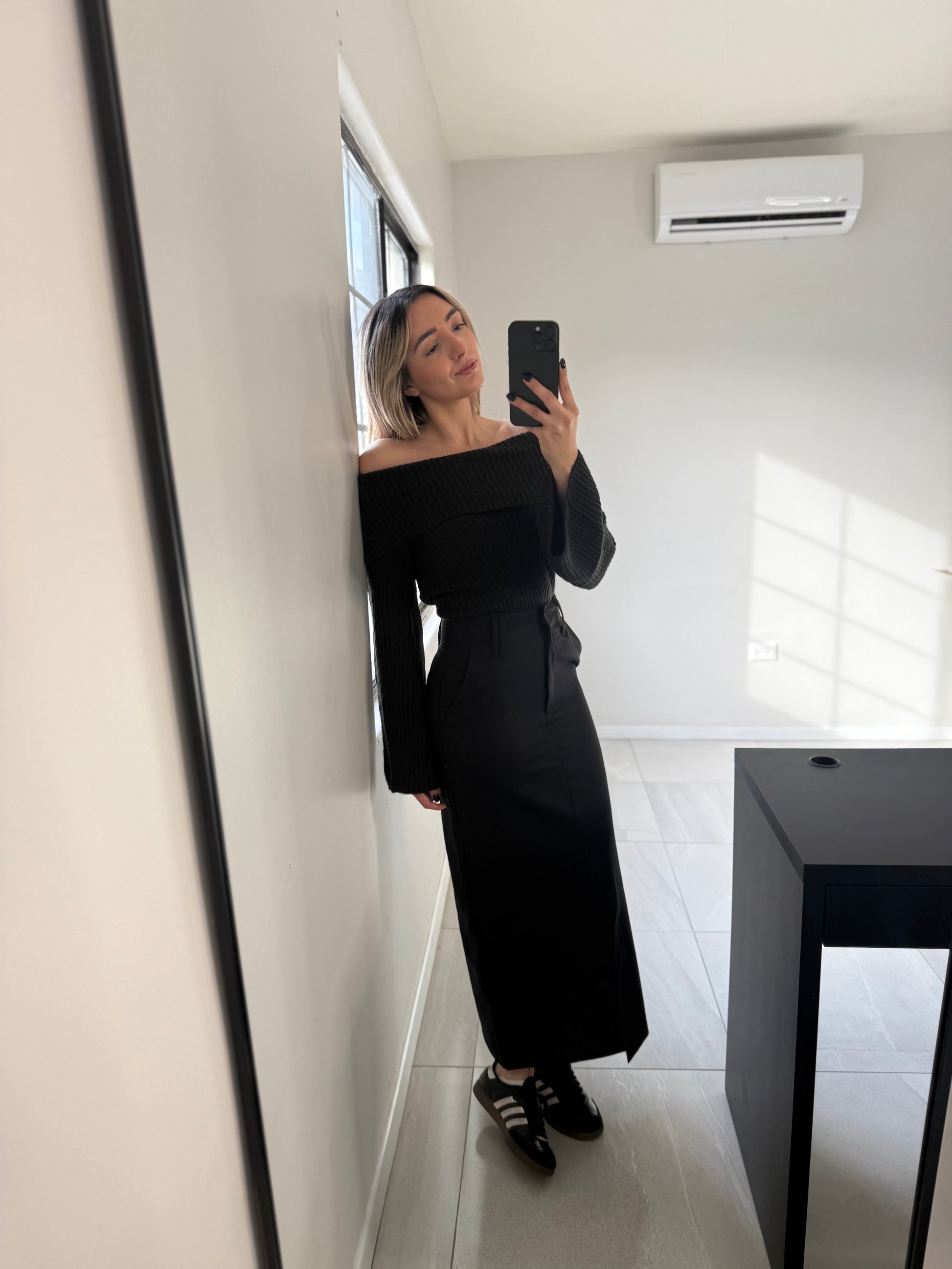 Black Midi Formal Skirt