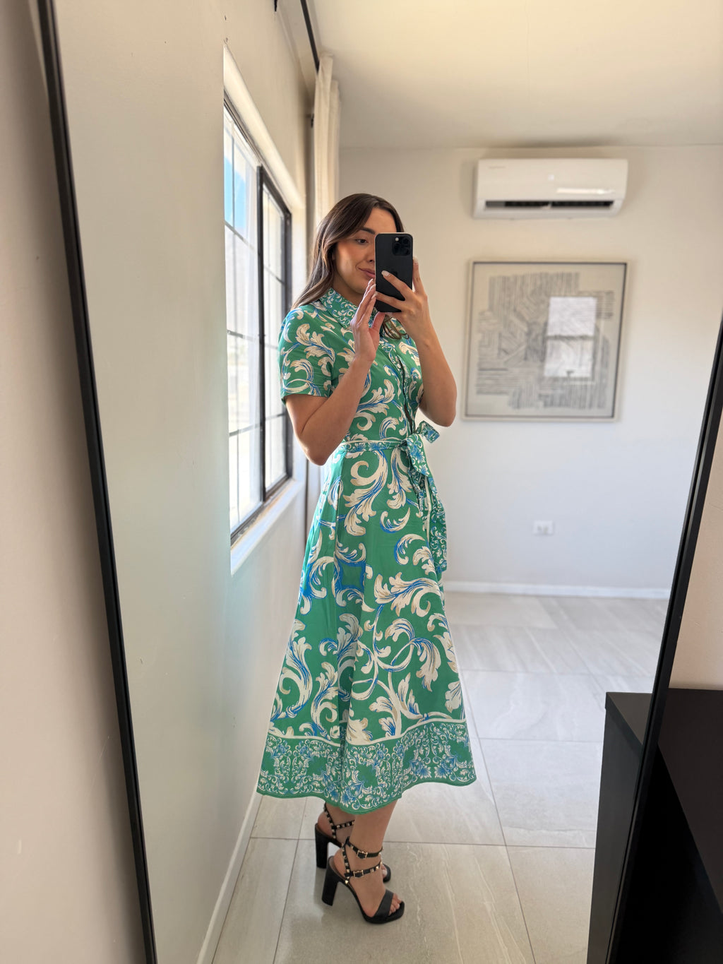 Short Sleeve Print Woven Dress