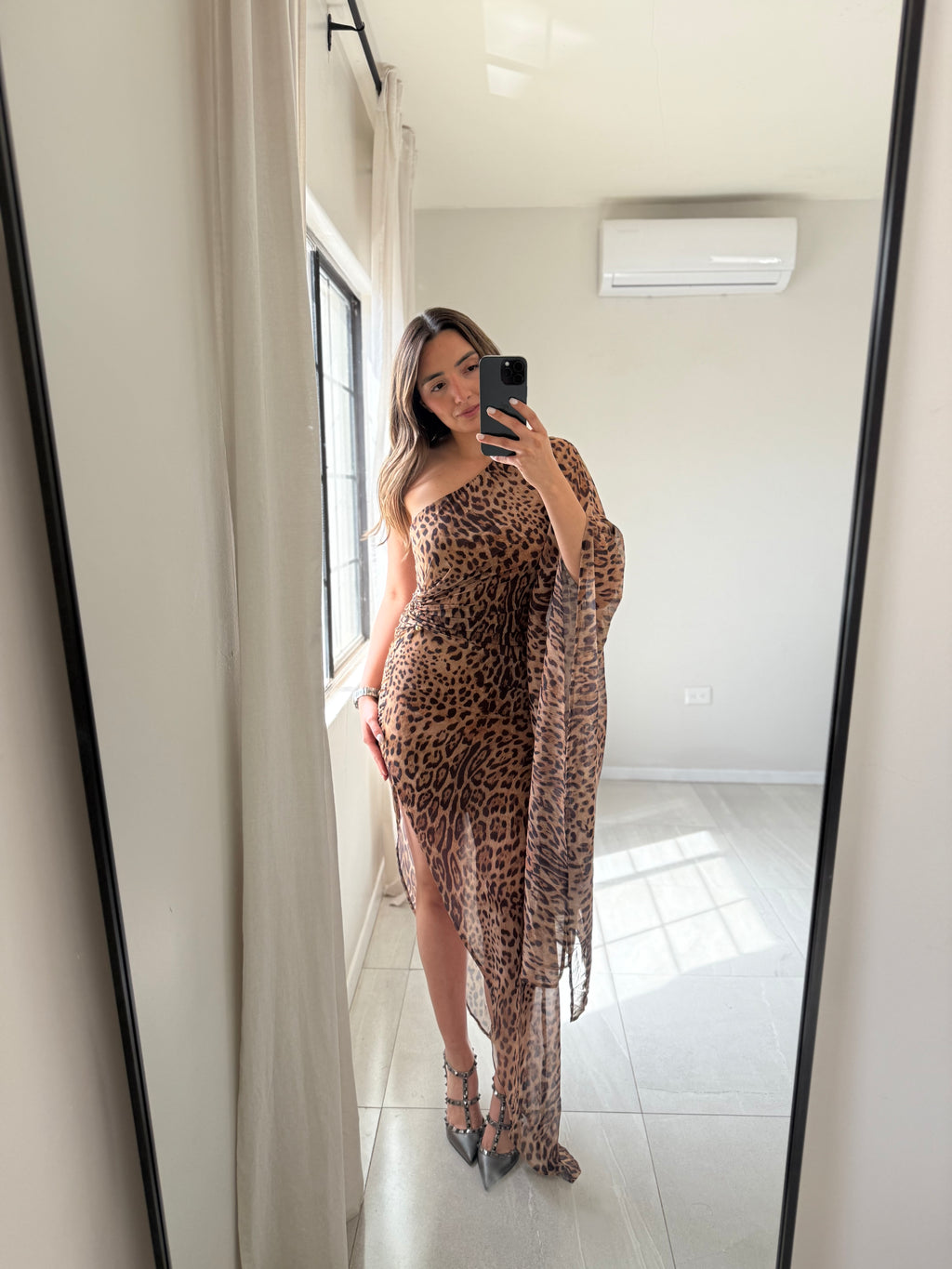 Leopard Chiffon Maxi Dress