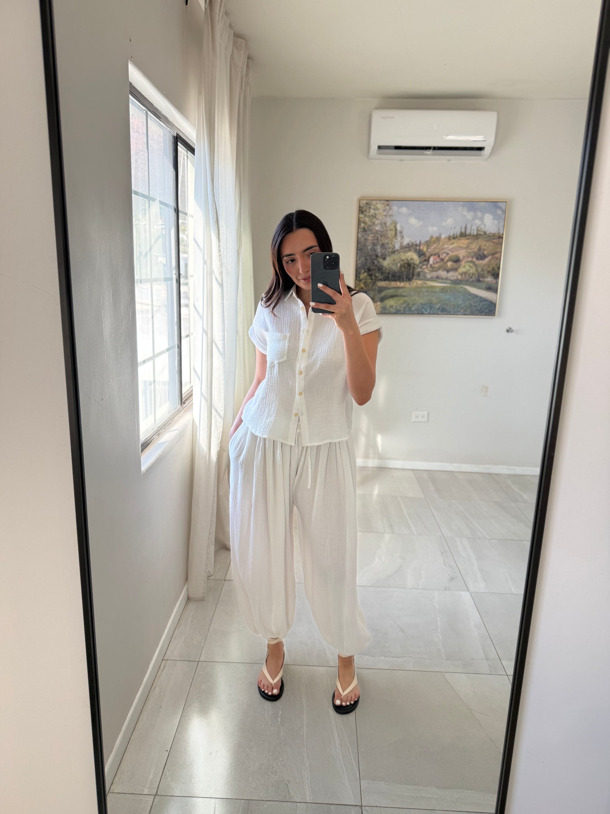 Off White Cotton Fluid Set