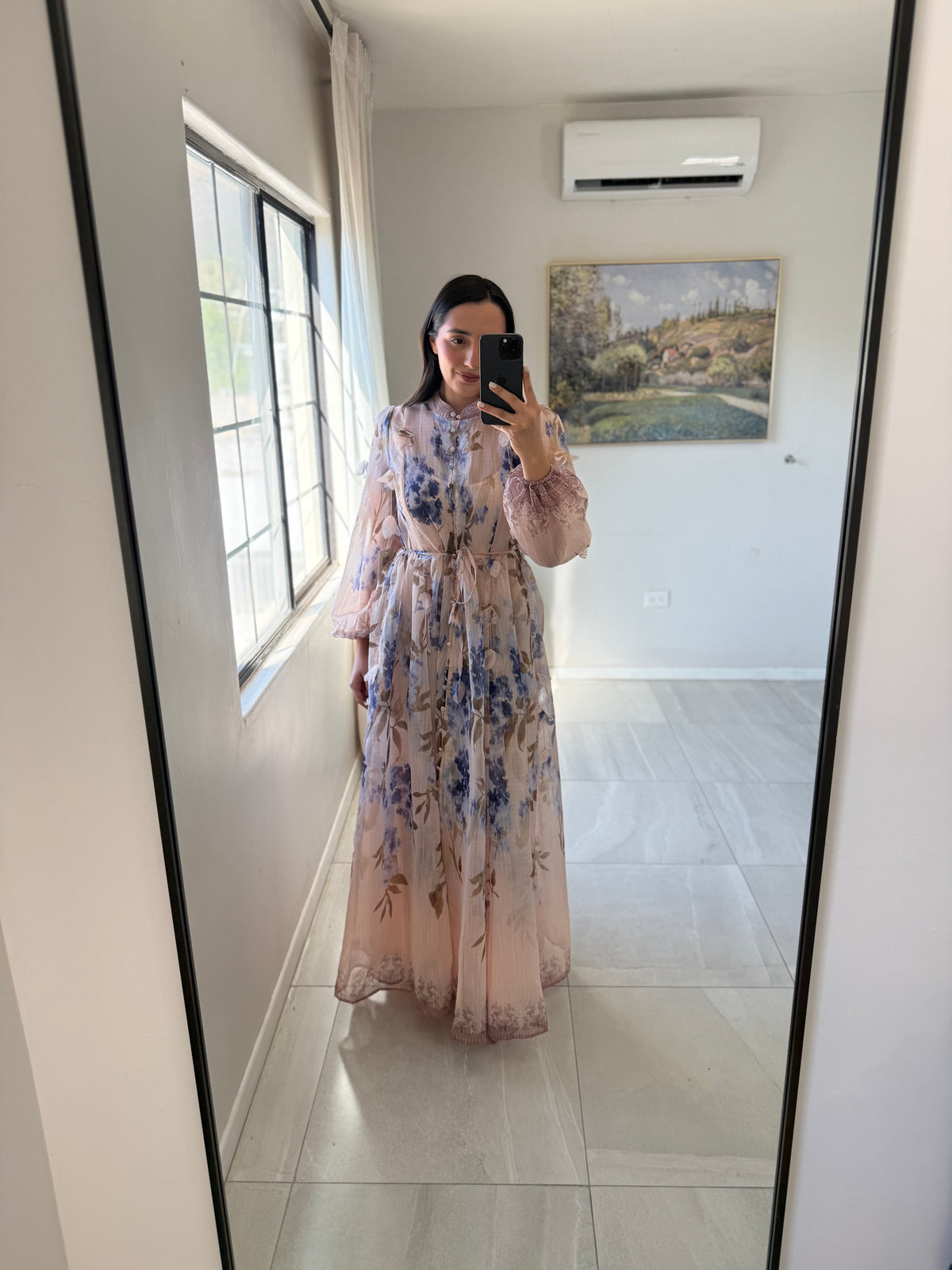 Beige Print Maxi Dress