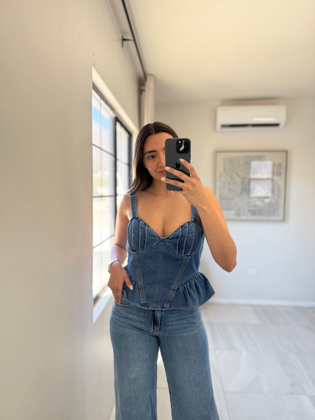 Denim Blue Washed Denim Top