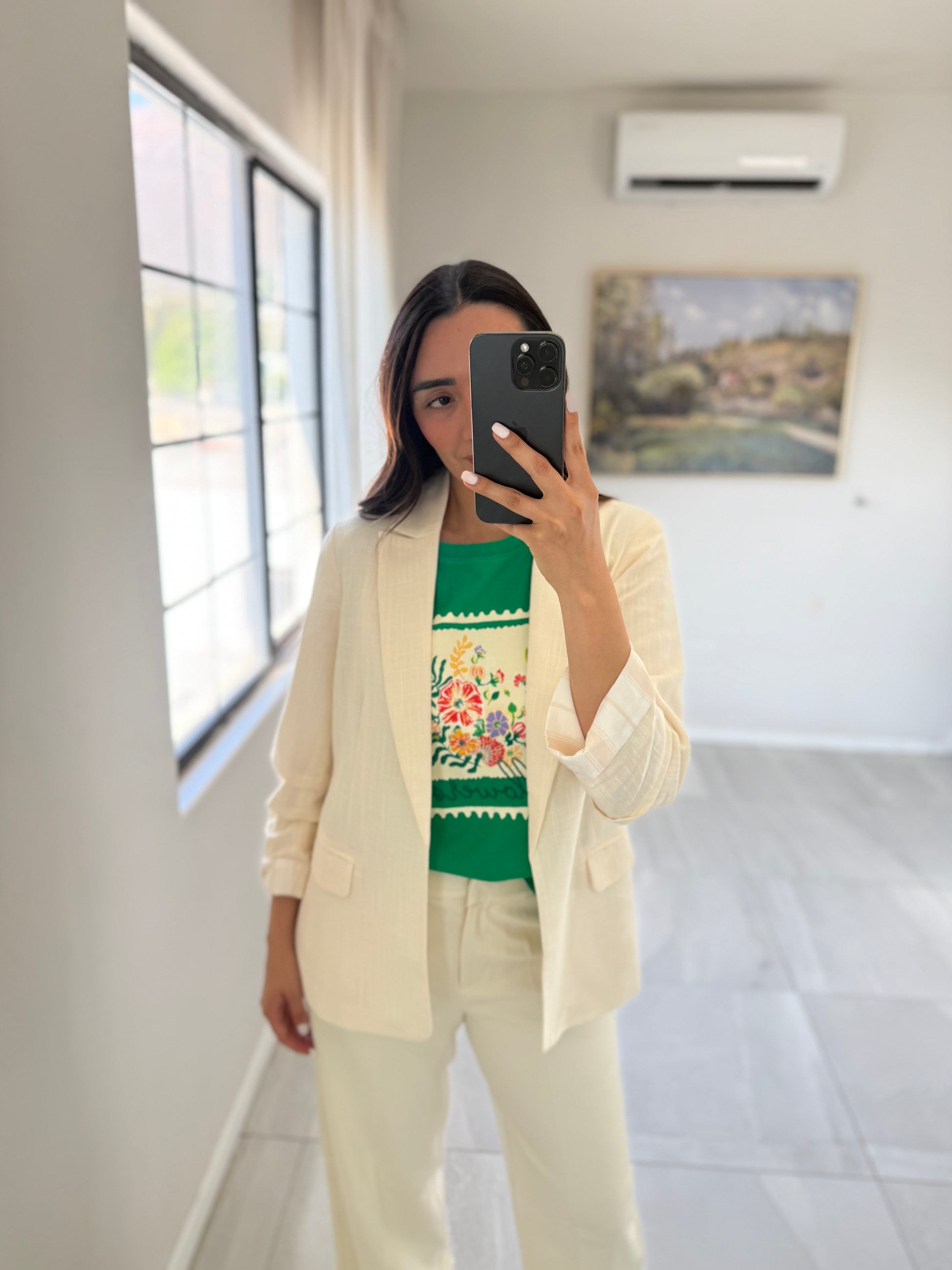 Cinched Ecru Blazer