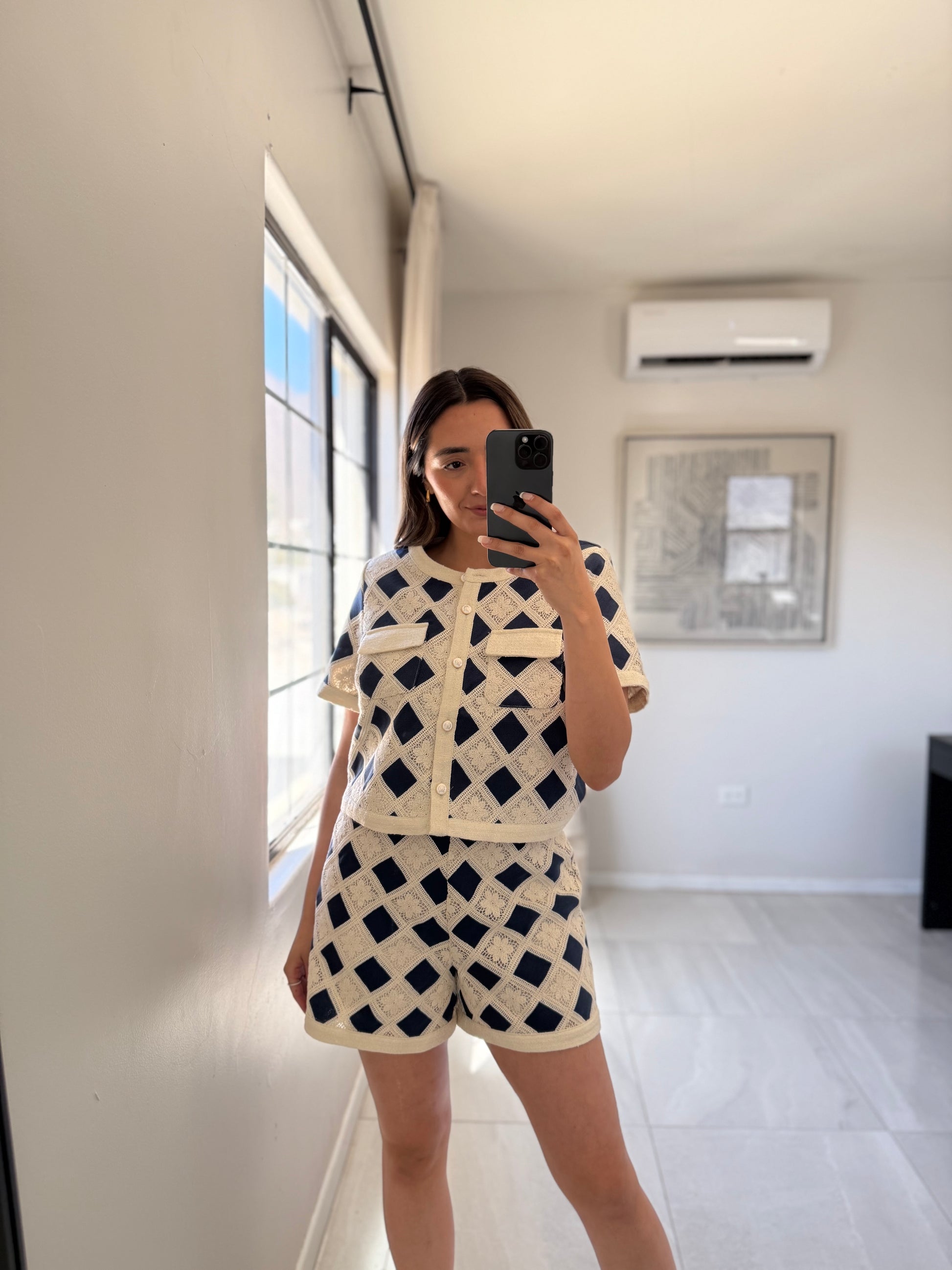 Navy Jacket Short Set