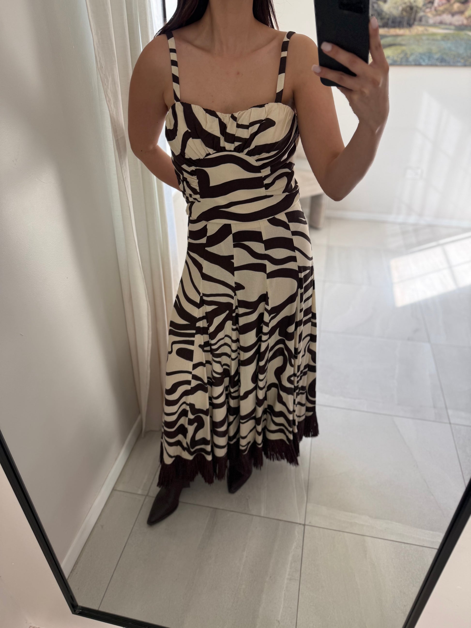 Brown Zebra Skirt Set