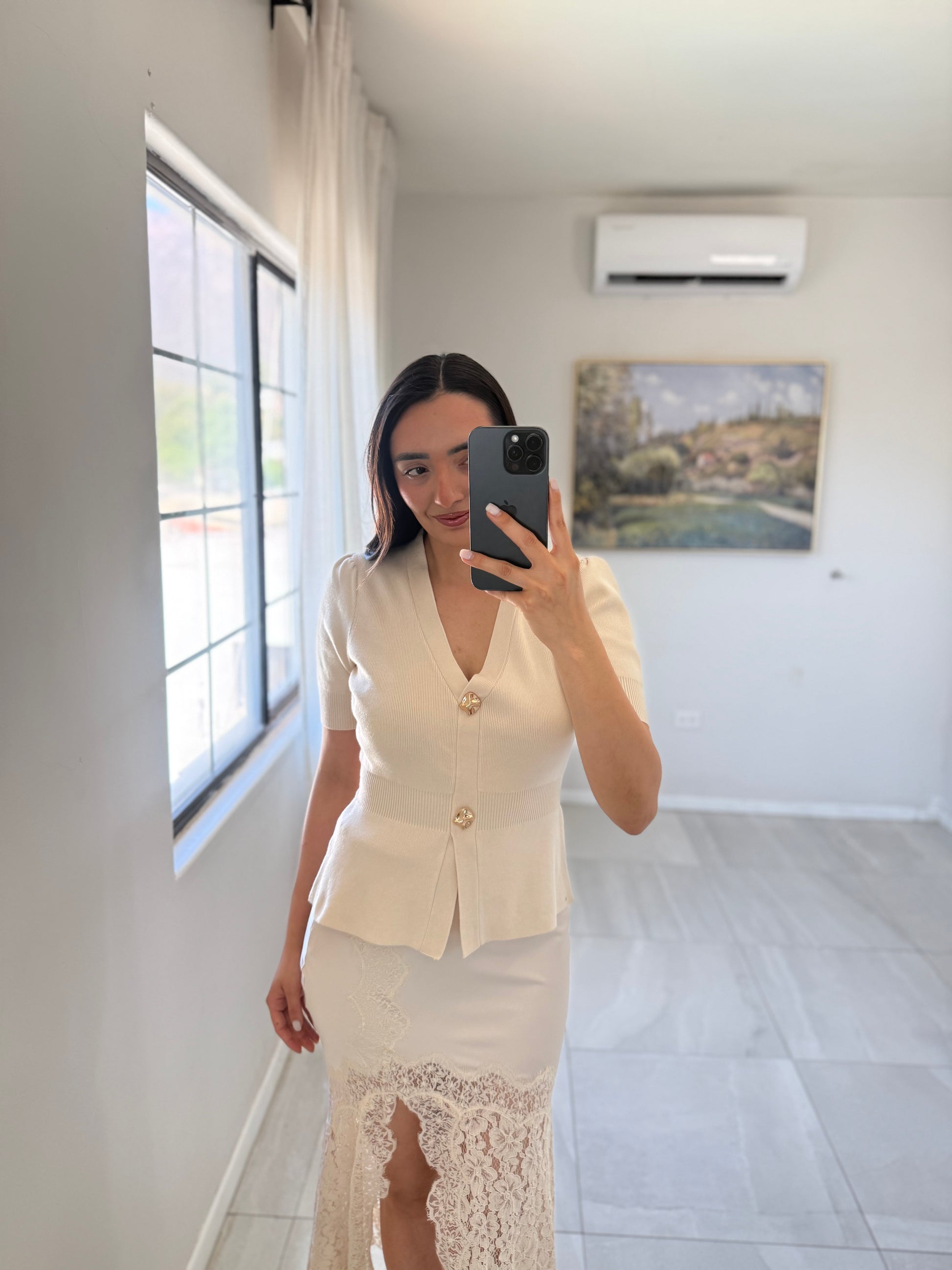 Ivory Ribbed Top