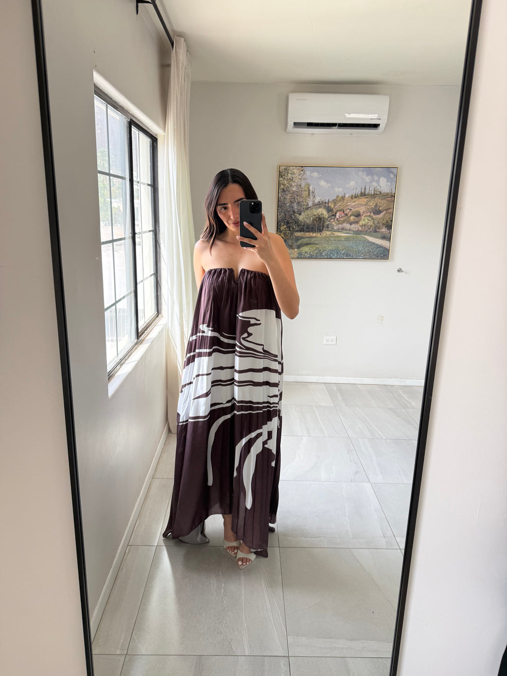 Brown Palm Maxi Dress