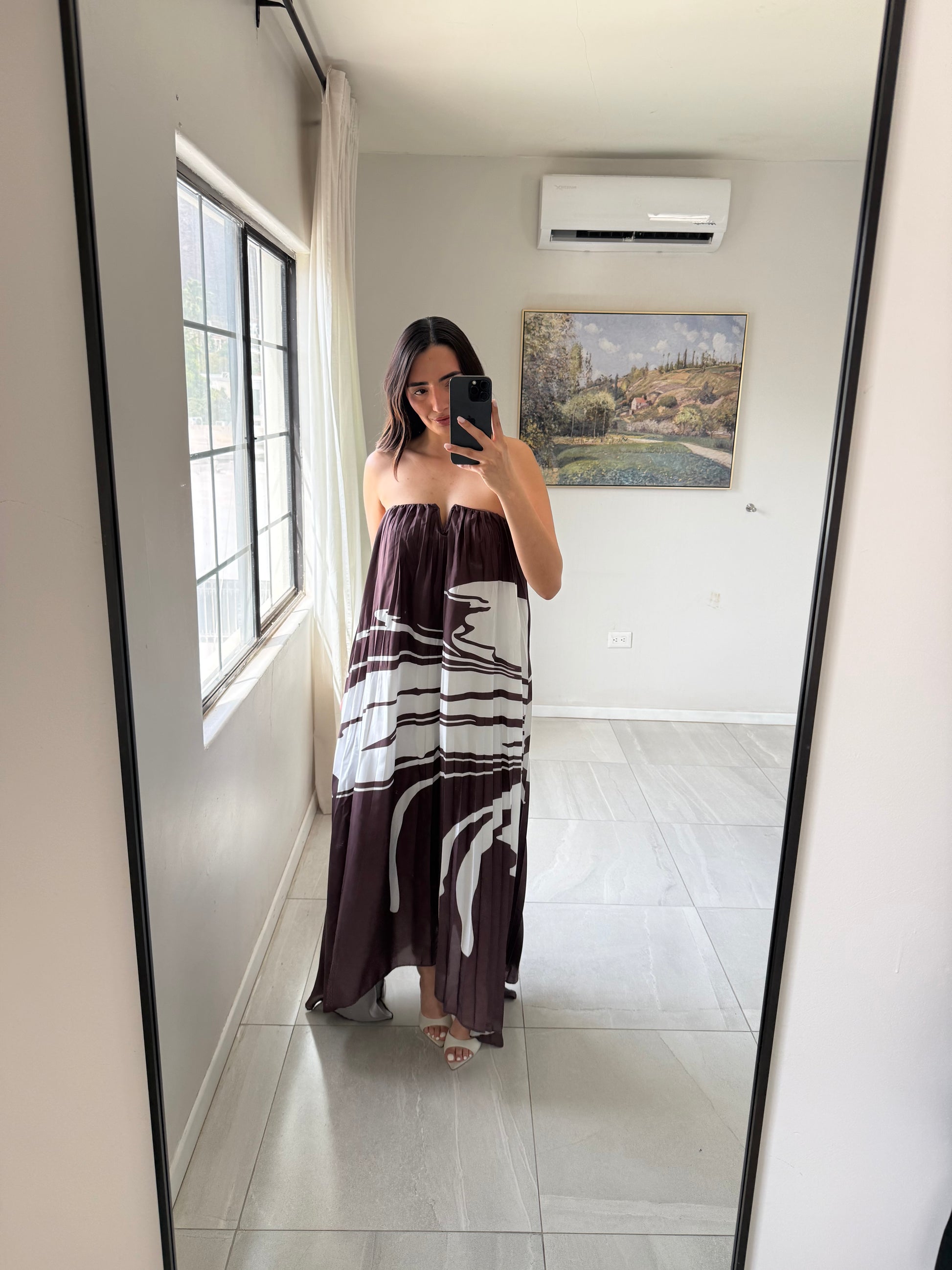 Brown Palm Maxi Dress