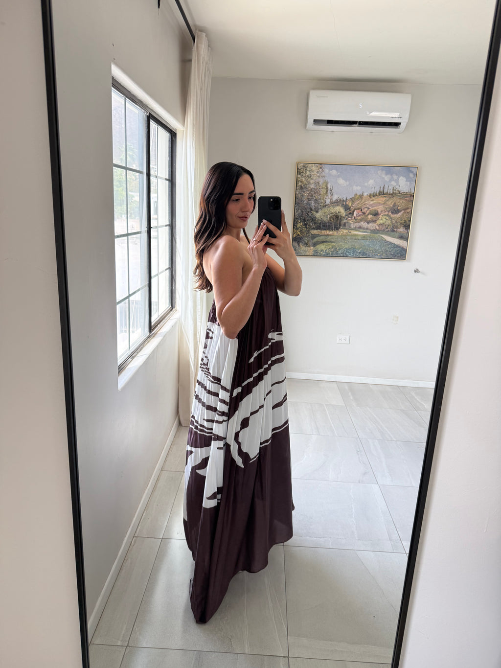 Brown Palm Maxi Dress