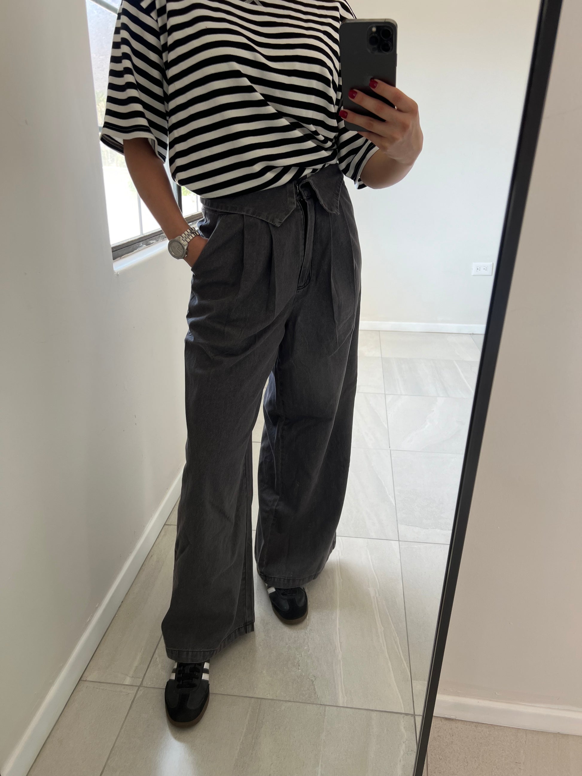 Dark Grey Straight Pants