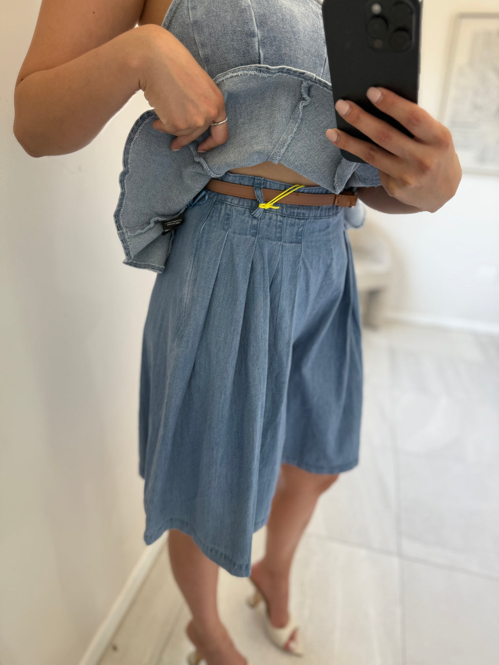 Light Blue Denim Cotton Short