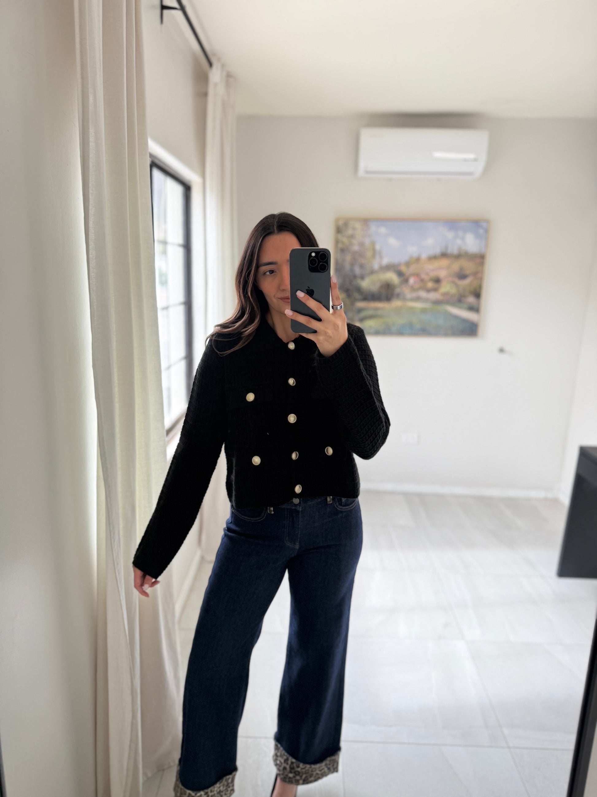 Black Knit Button Sweater