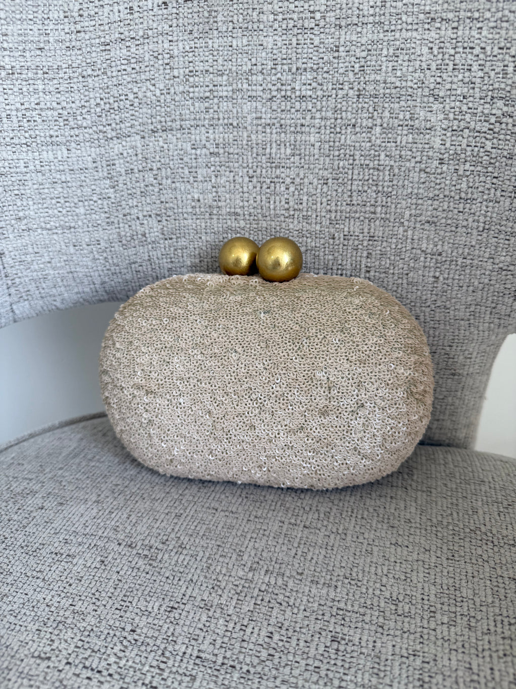 Leona Sequins Clutch White
