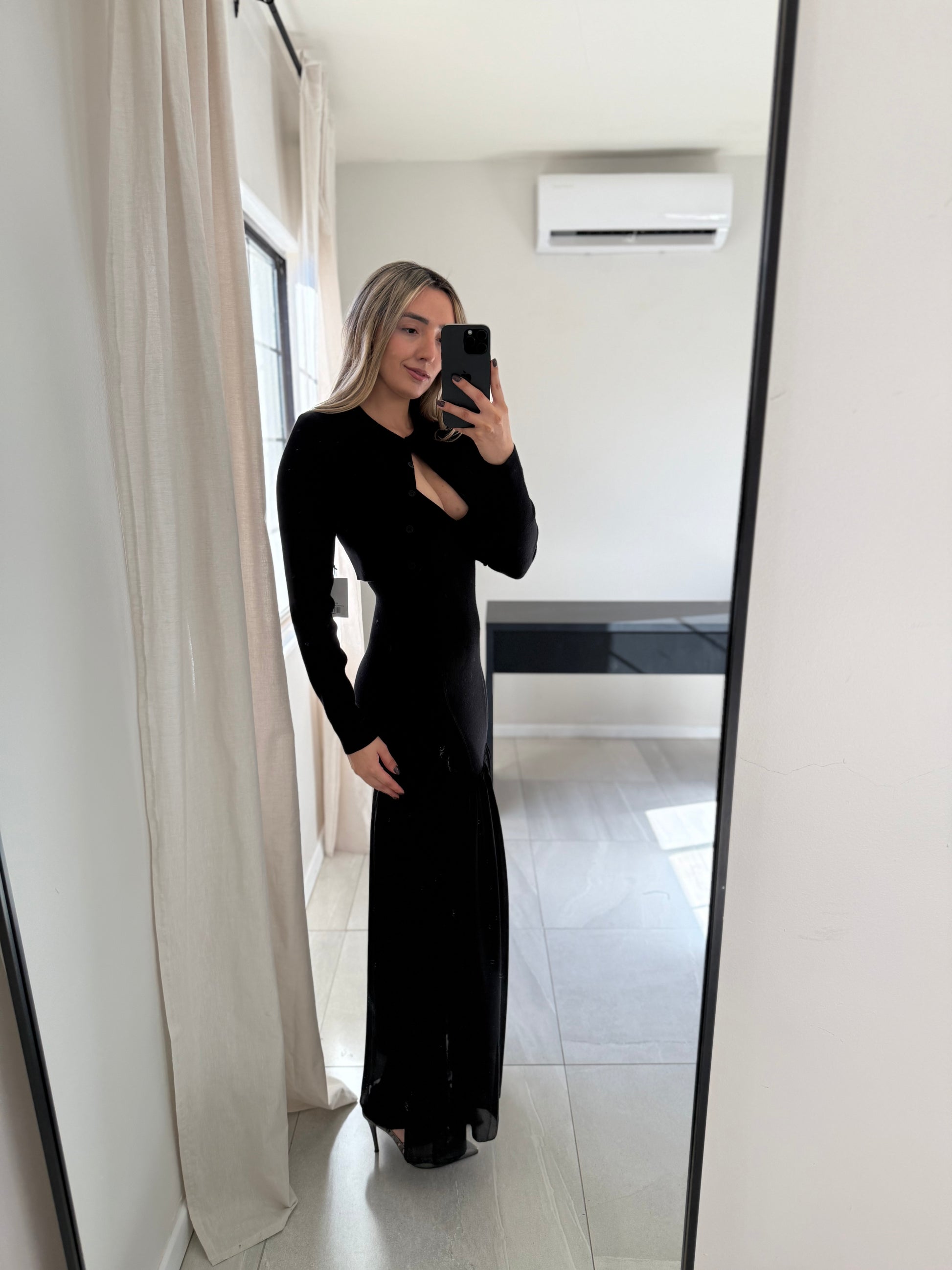 Black Cardigan Set Dress