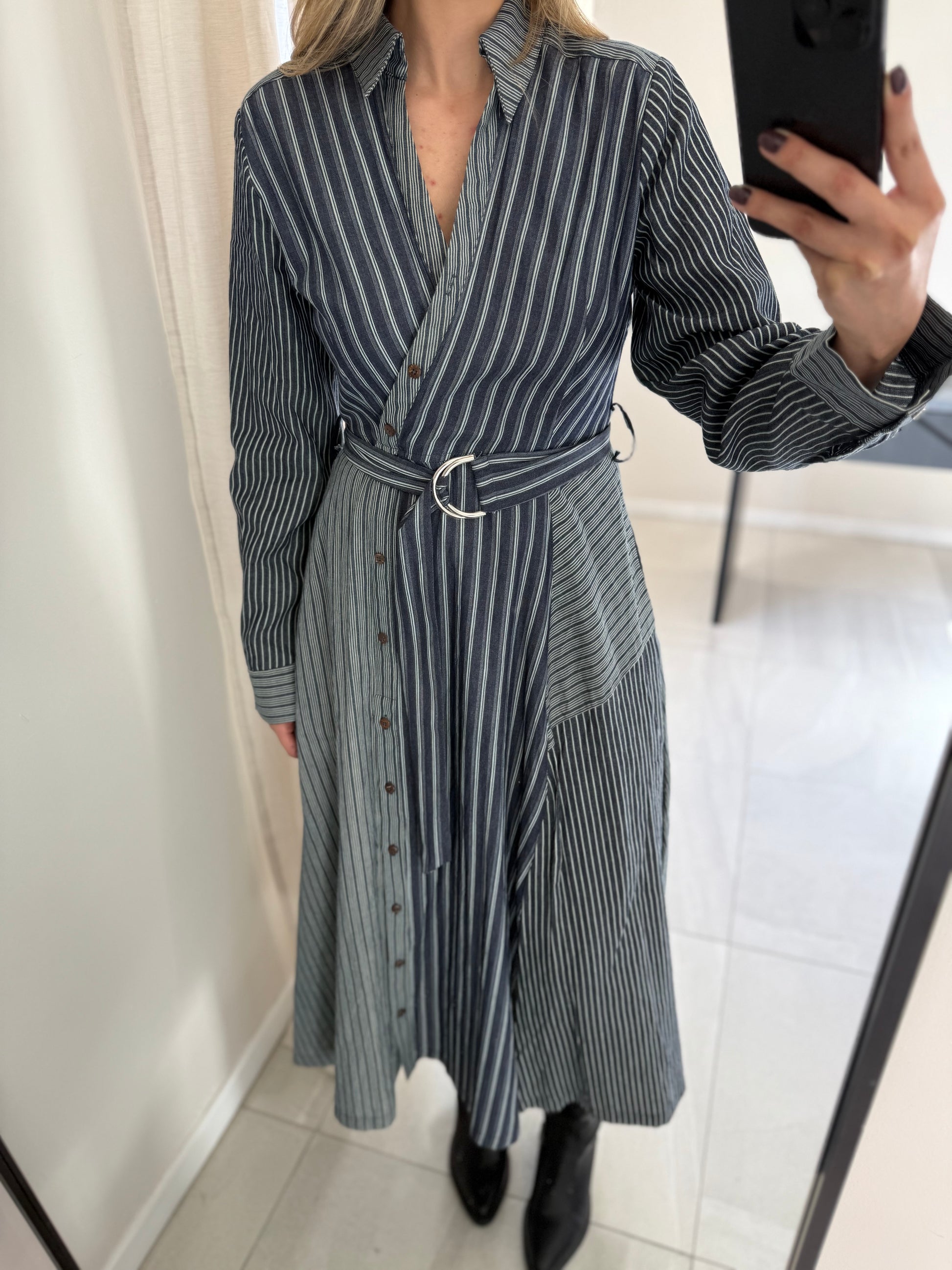 Striped Woven Midi Dress