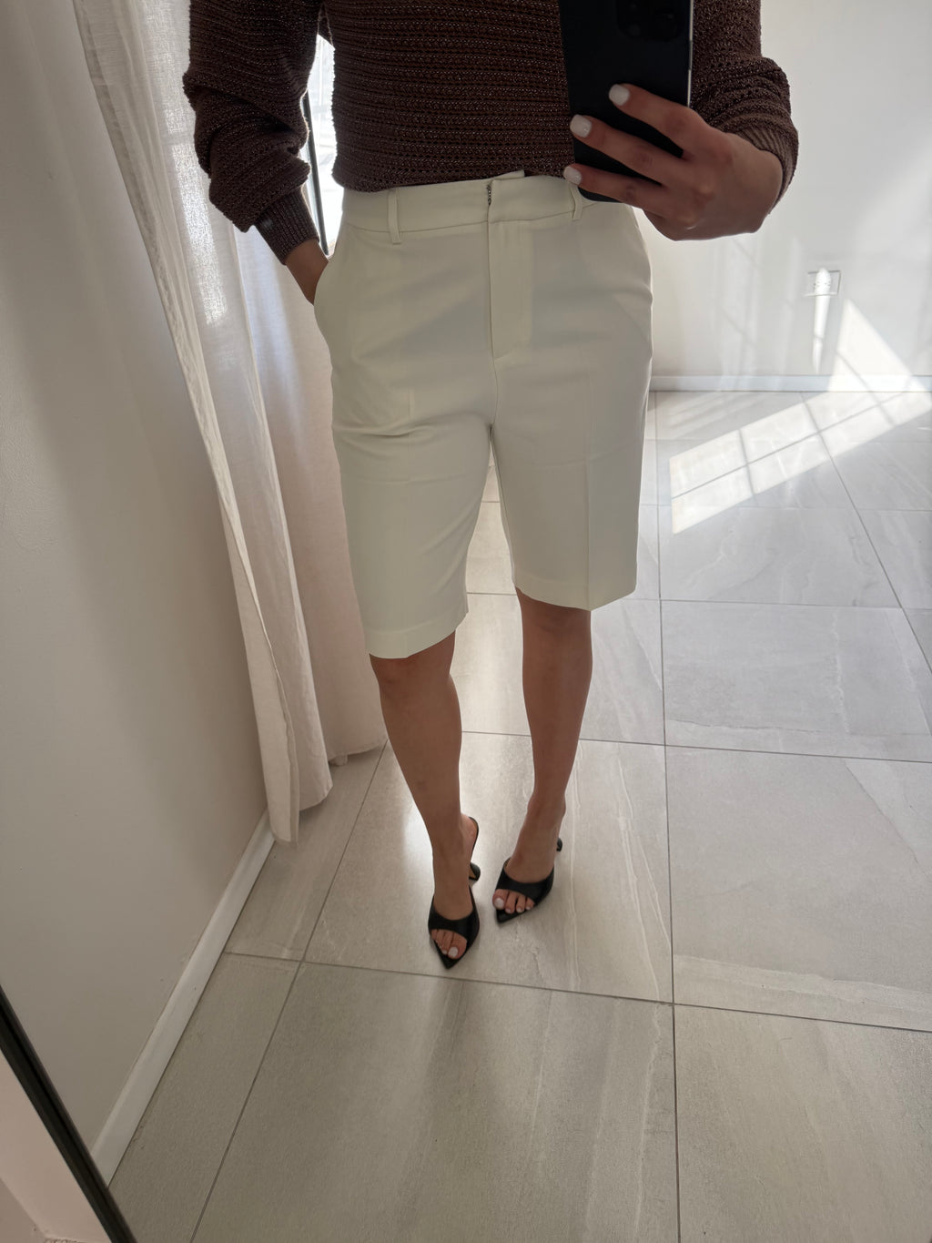 Cream Trouser Shorts