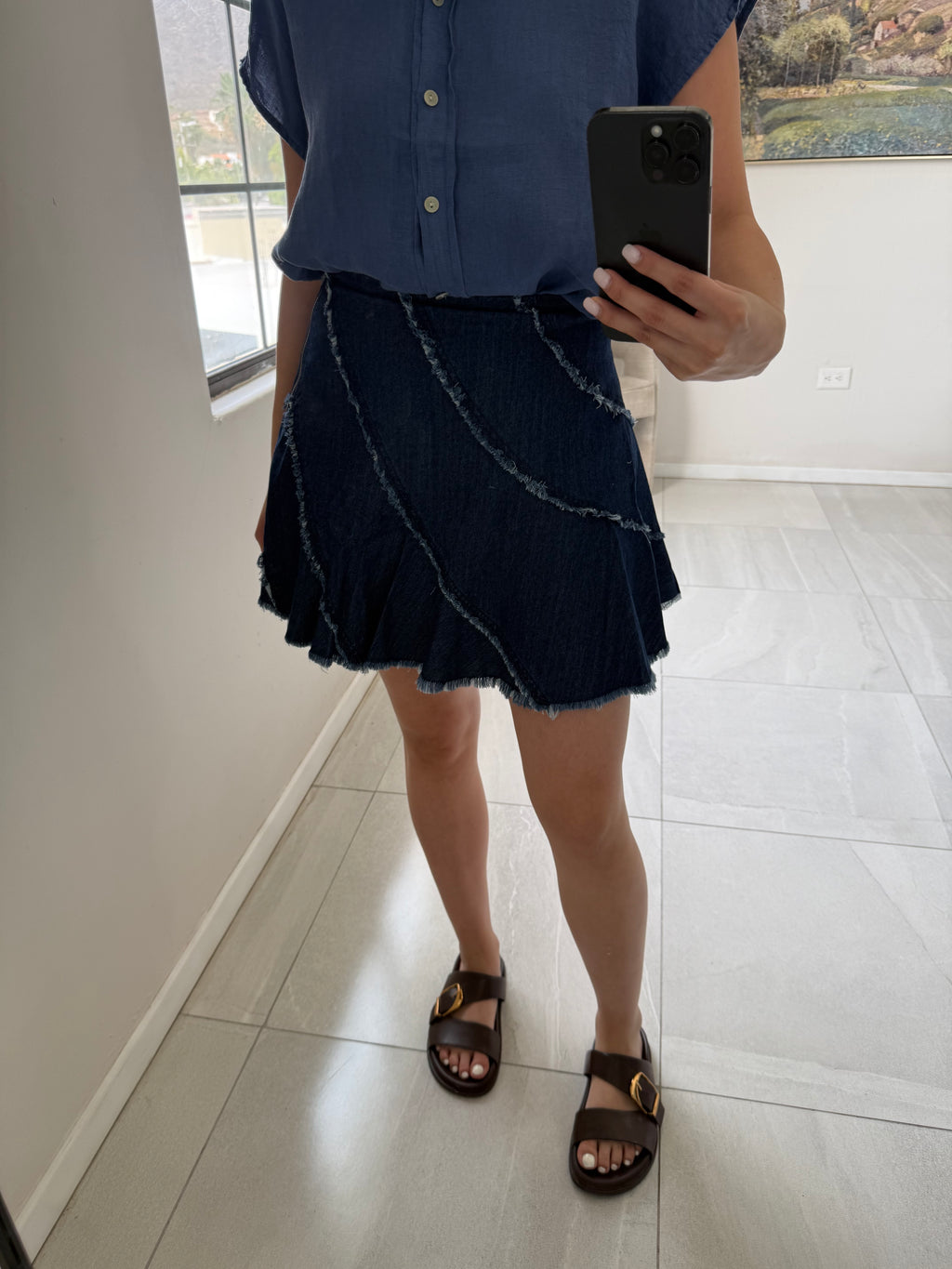 Washed Indigo Denim Skirt