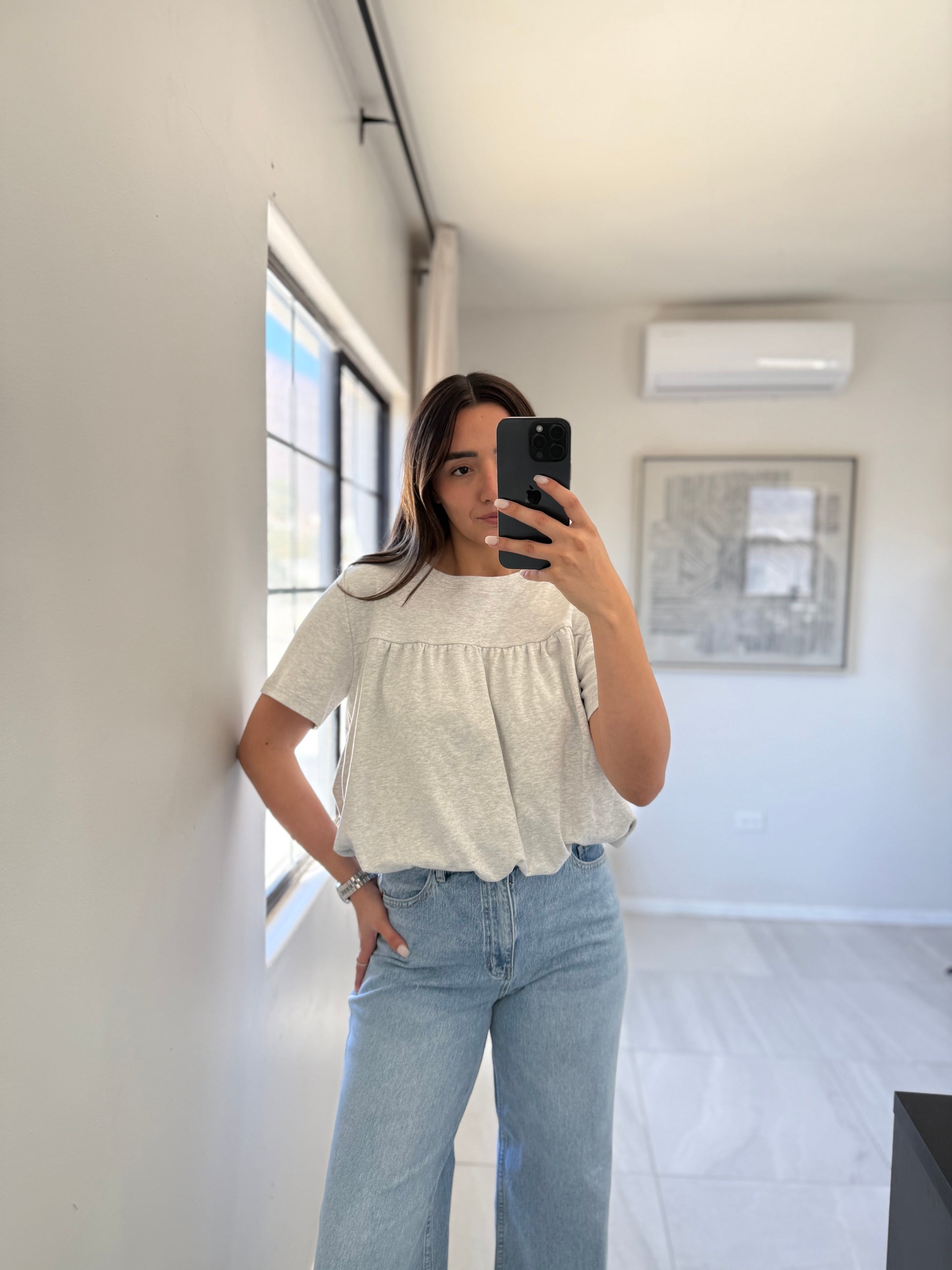 Bubble Hem Grey Tshirt