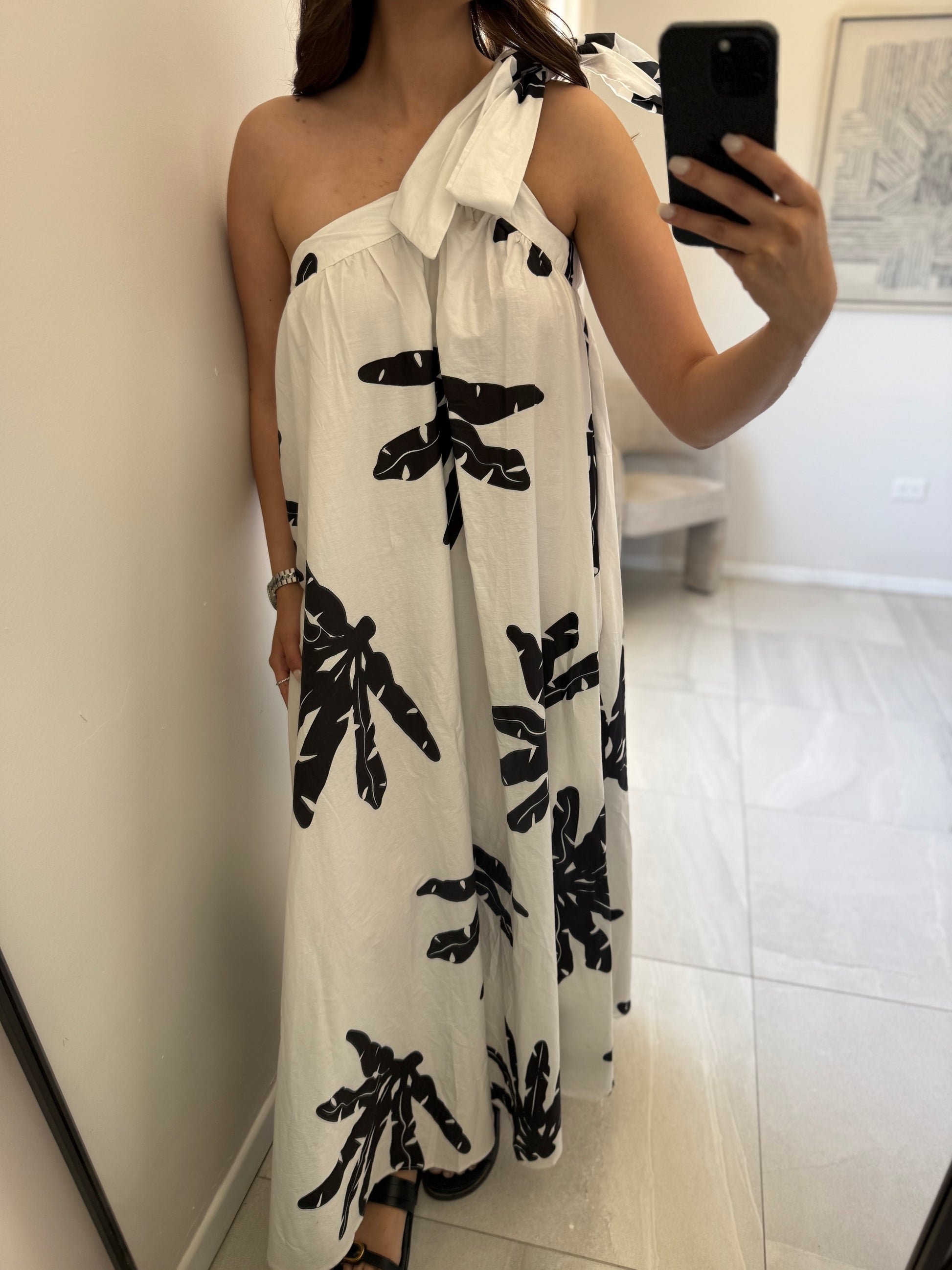 Printed Woven Maxi Palm Dress
