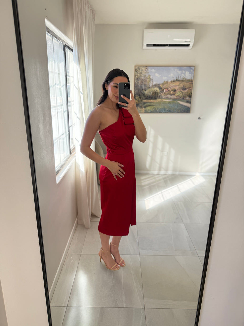 Alex Marie Red Midi Satin Dress