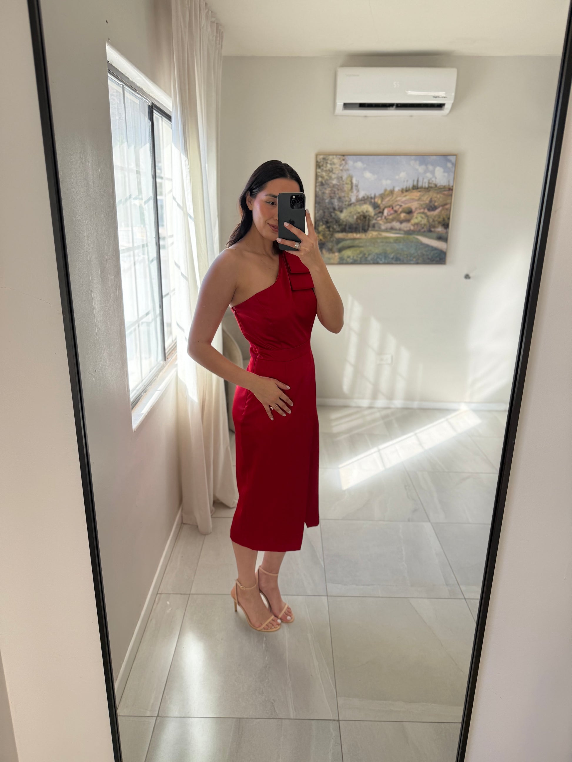 Alex Marie Red Midi Satin Dress