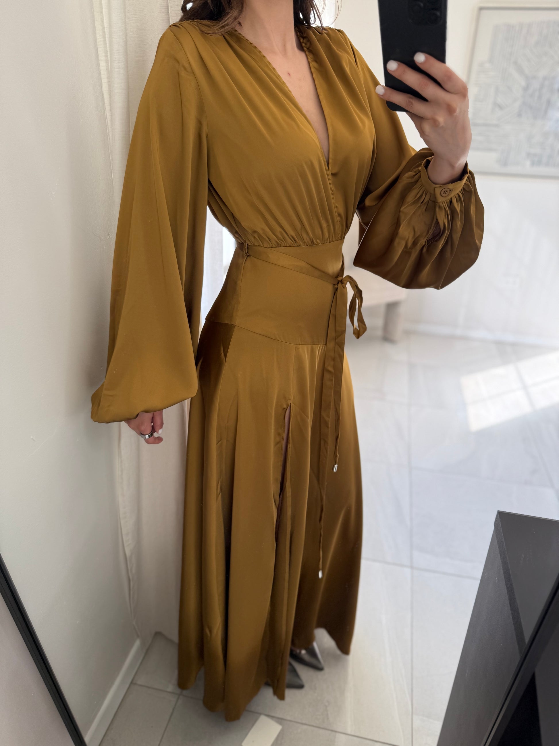 Dress Satin Mustard
