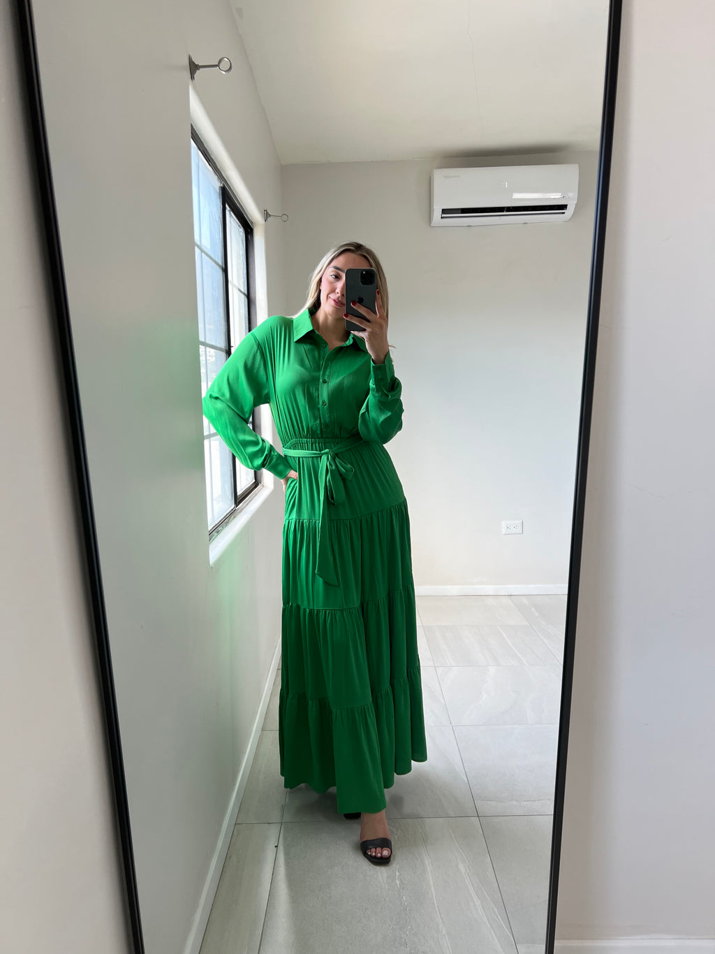Vestido Satinado Verde
