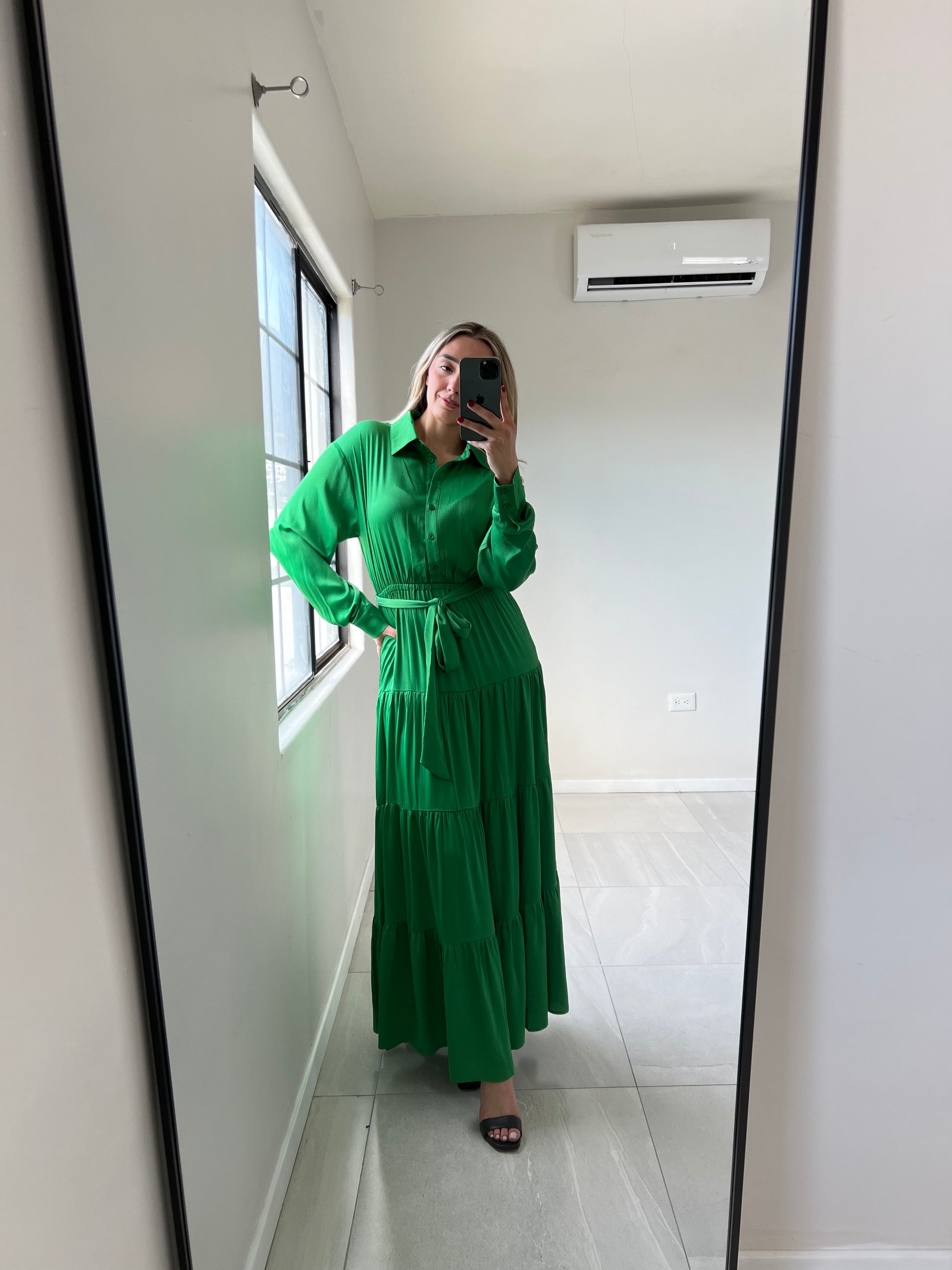Vestido Satinado Verde