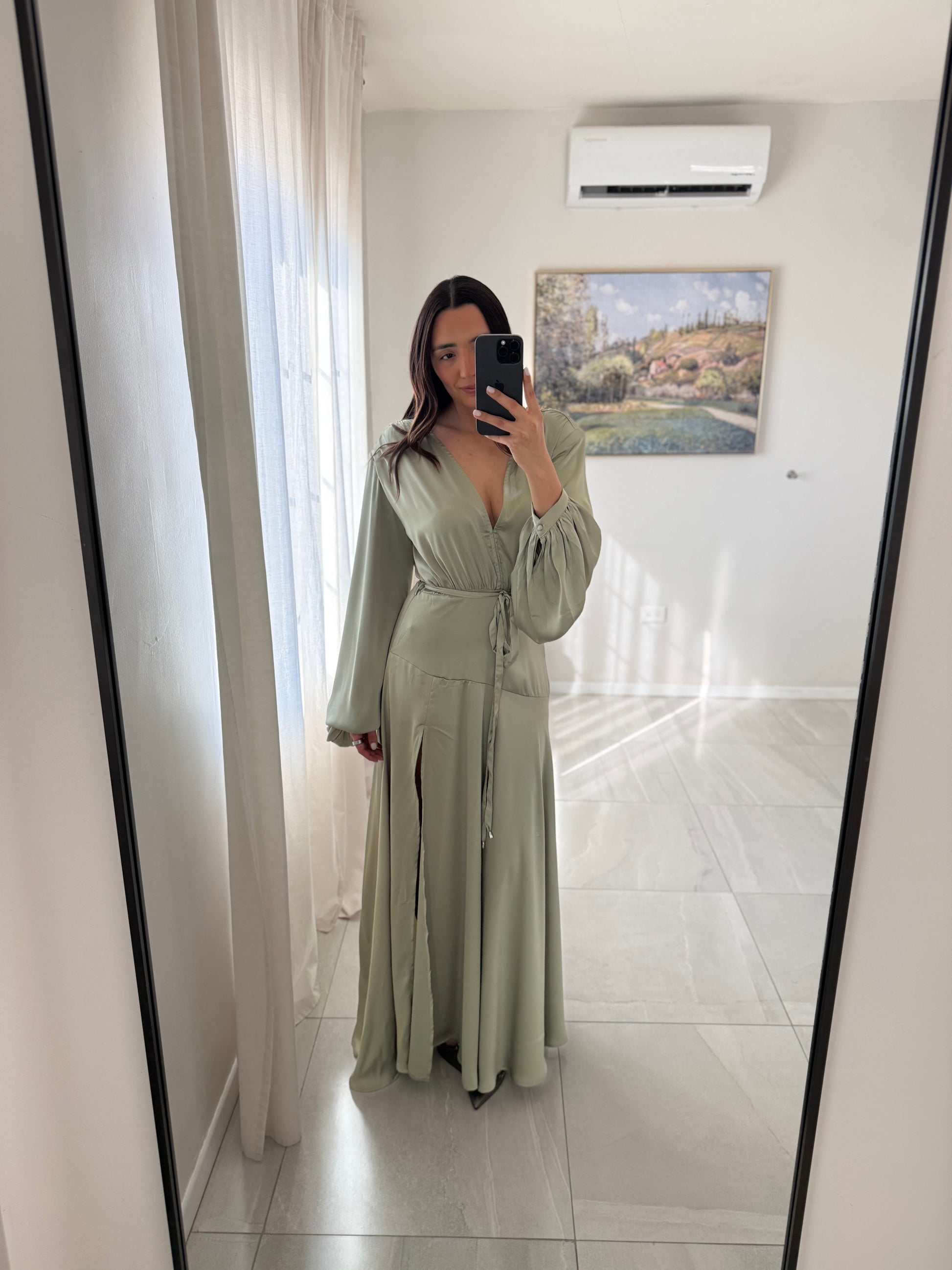 Sage Satin Gown