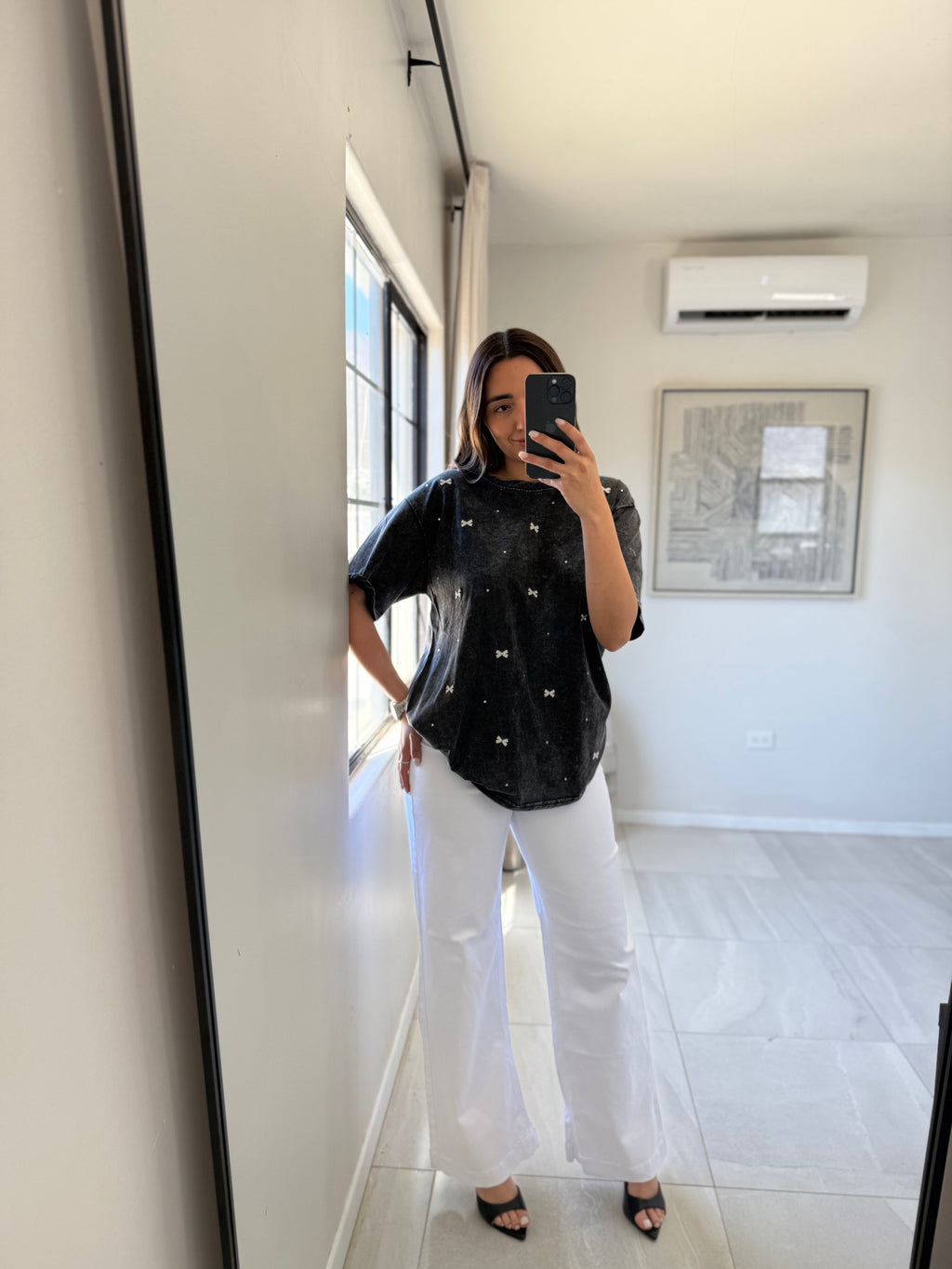 High Rise Pull On Wide Leg White