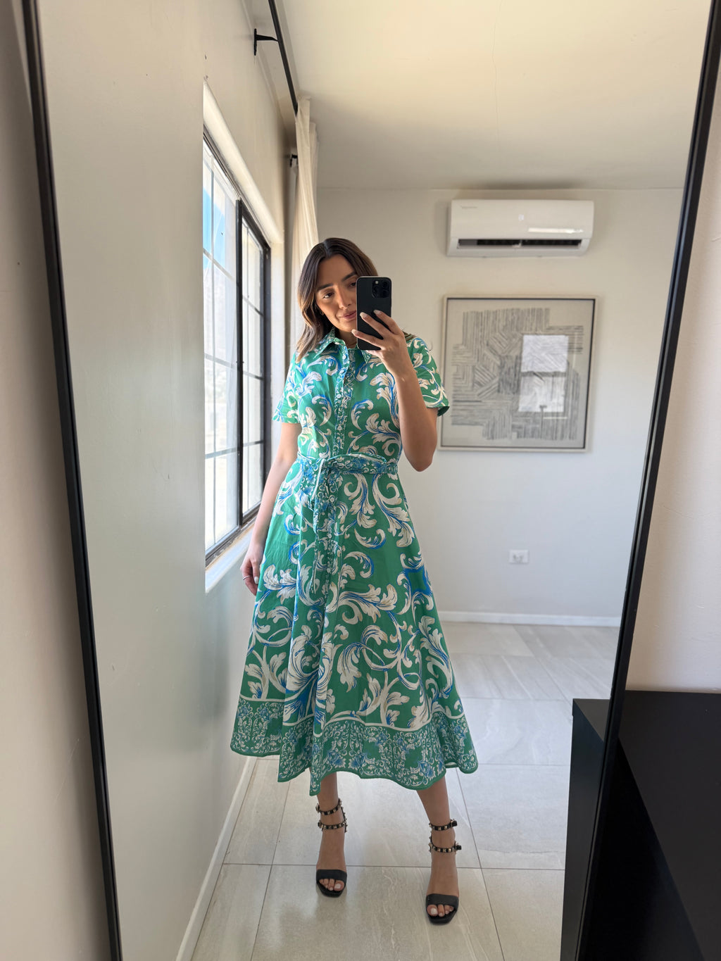Short Sleeve Print Woven Dress