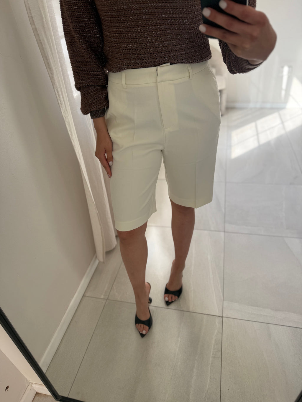 Cream Trouser Shorts