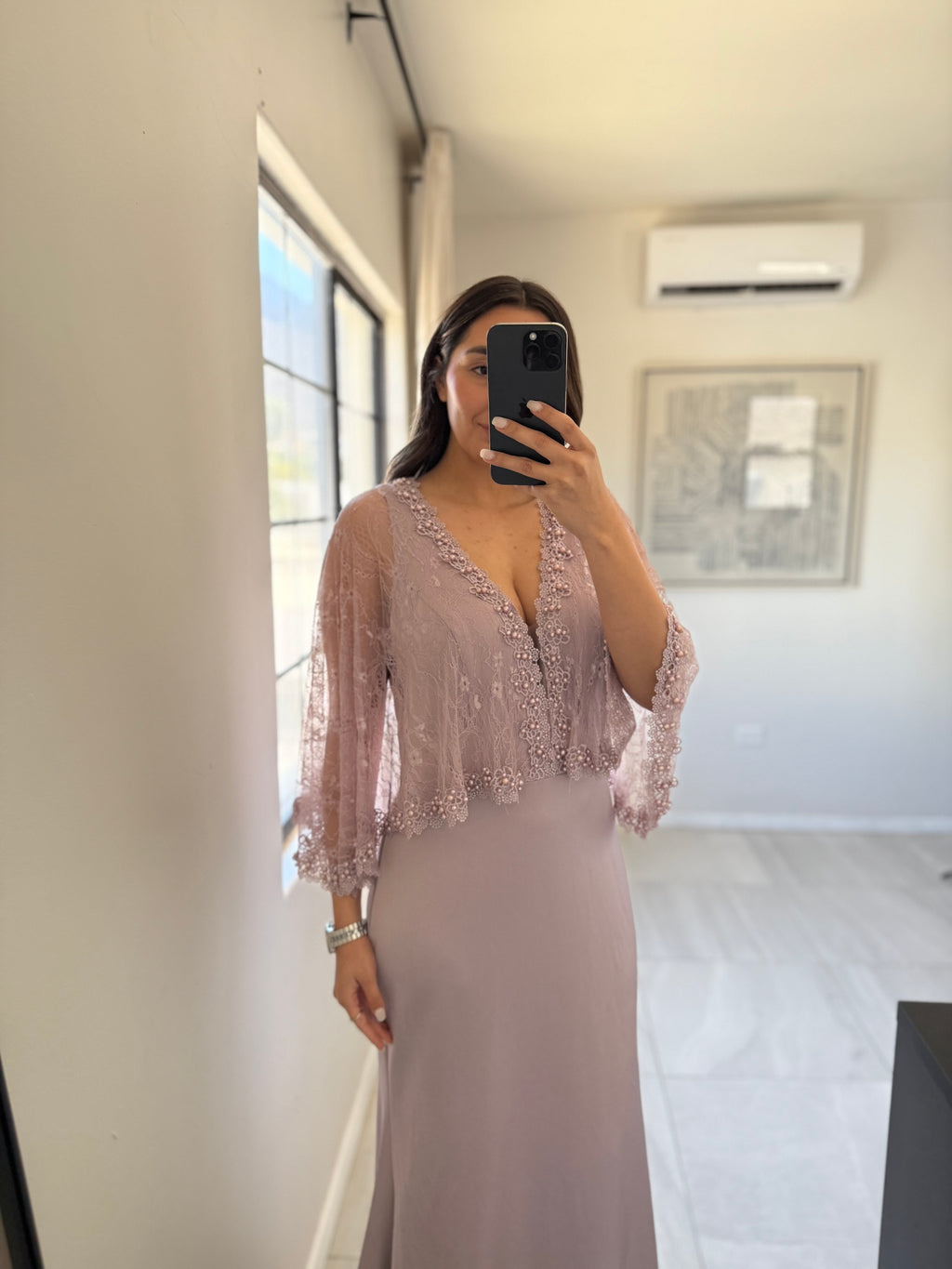 Mauve Pearl Cape Dress