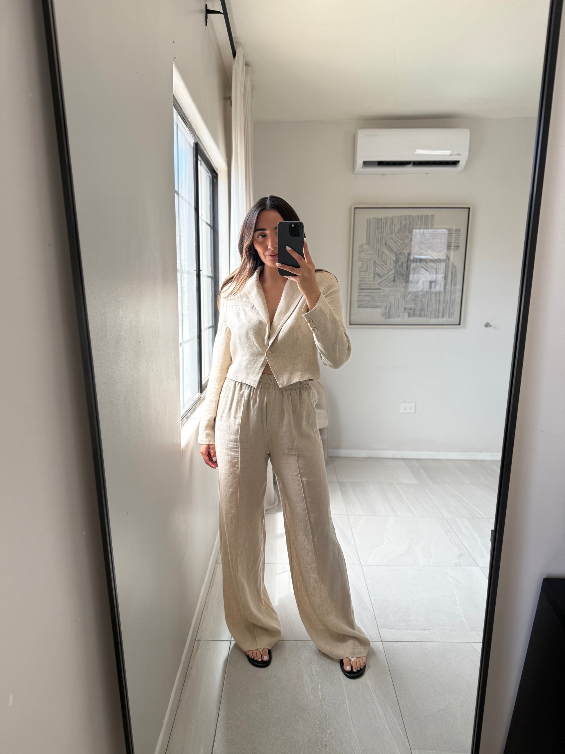 Linen Crop Blazer Set