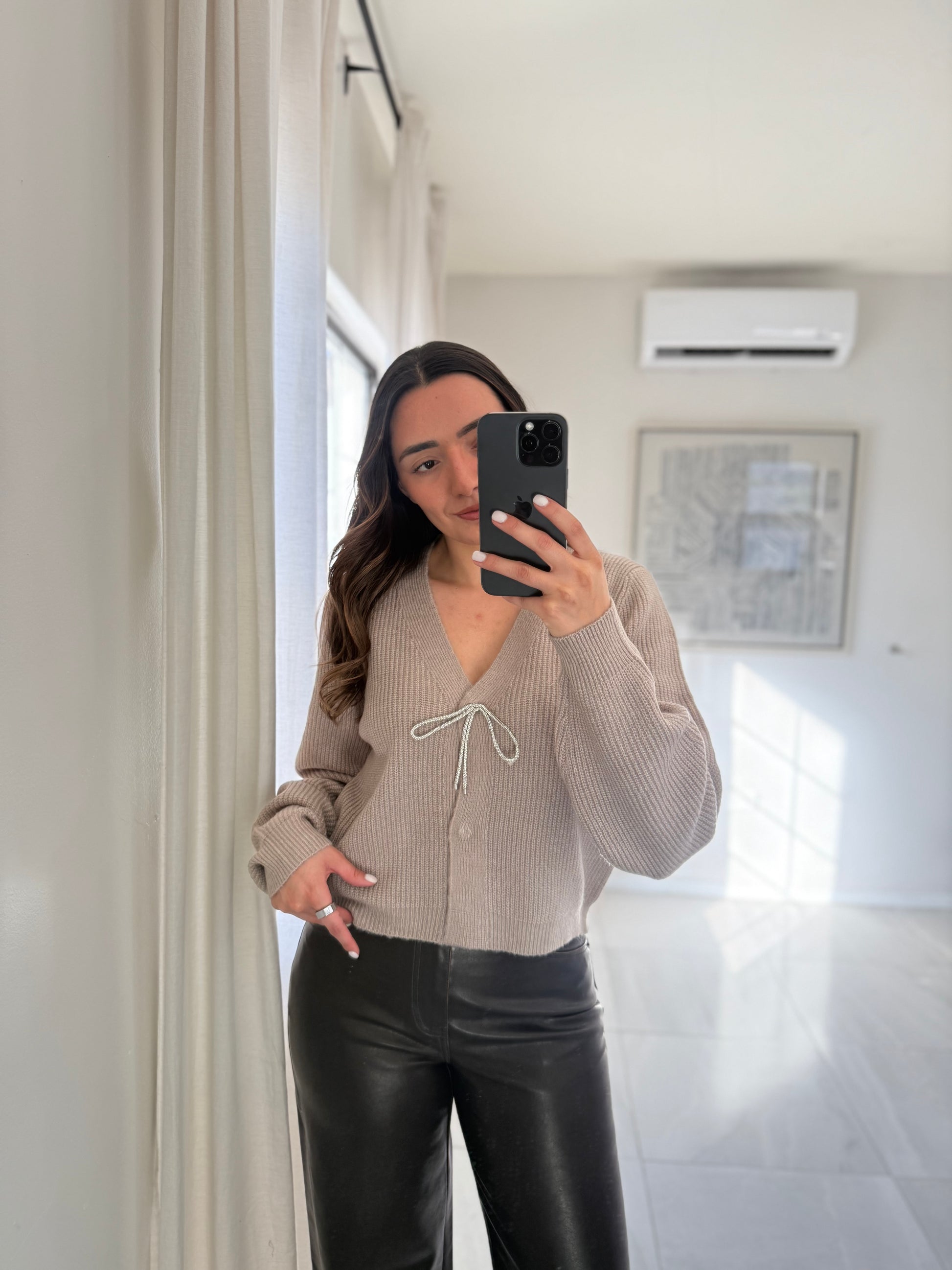 Mocha Bow Knit Sweater