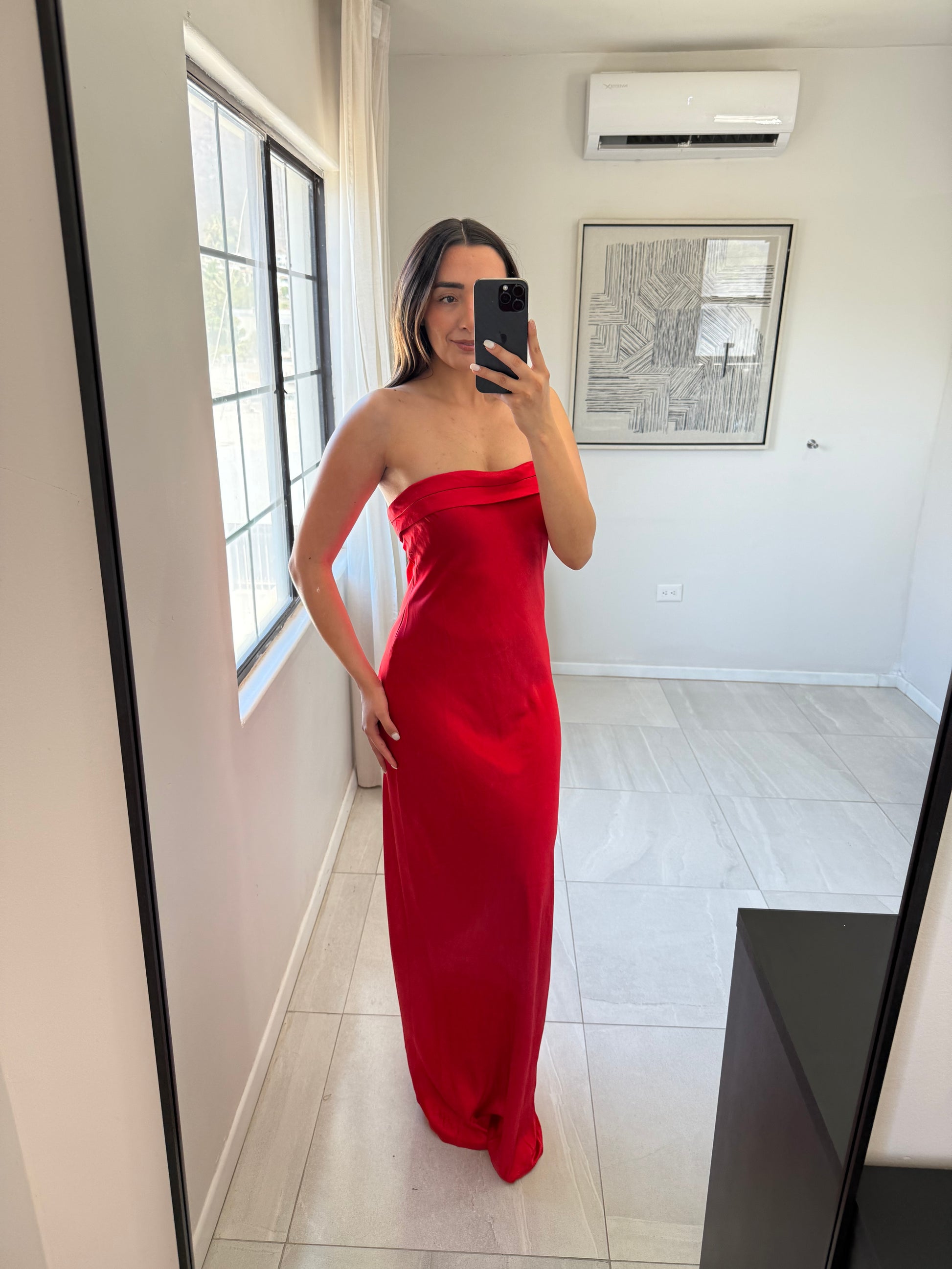 Red Satin Strapless