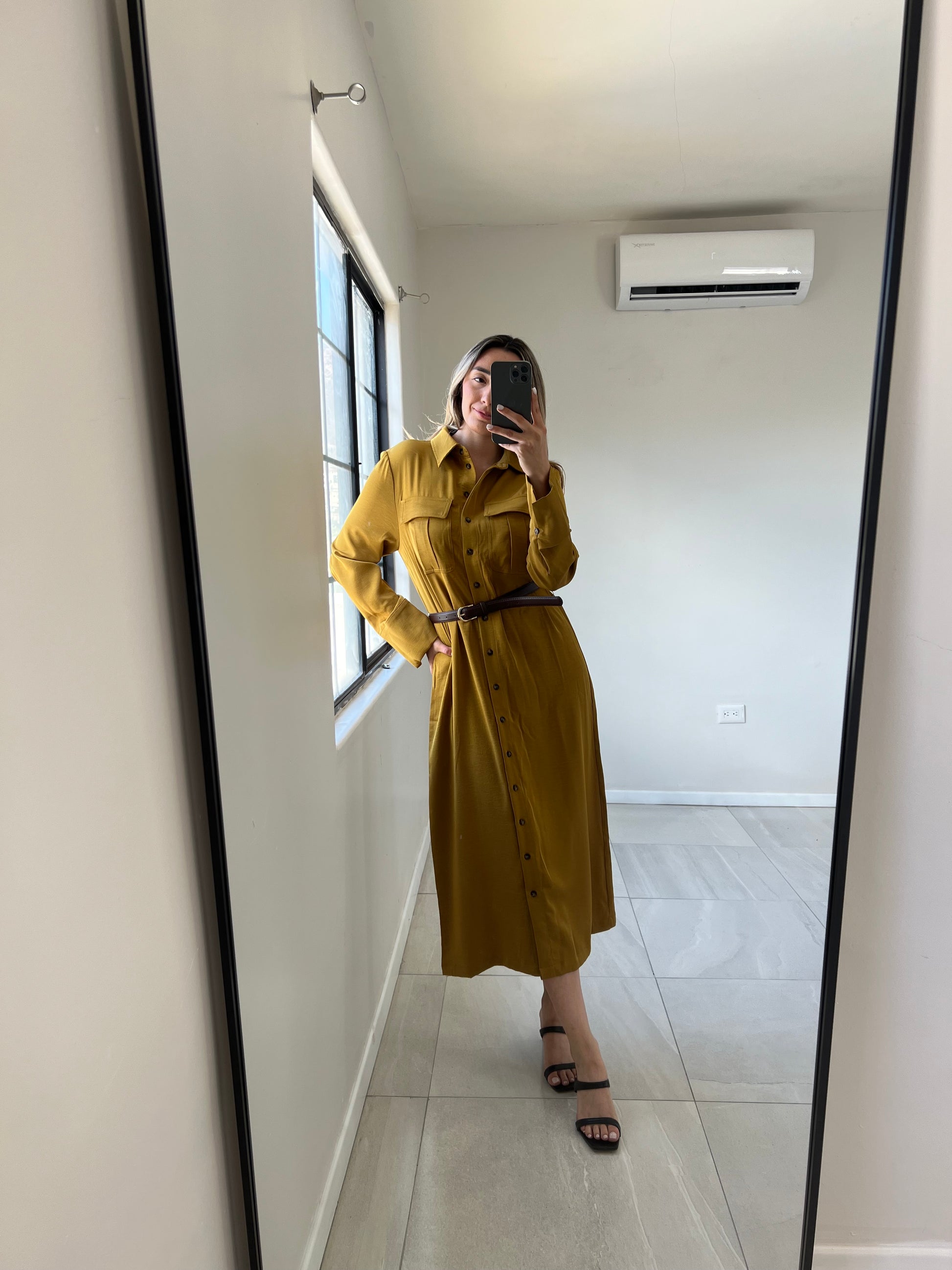 Vestido Camisero Mostaza