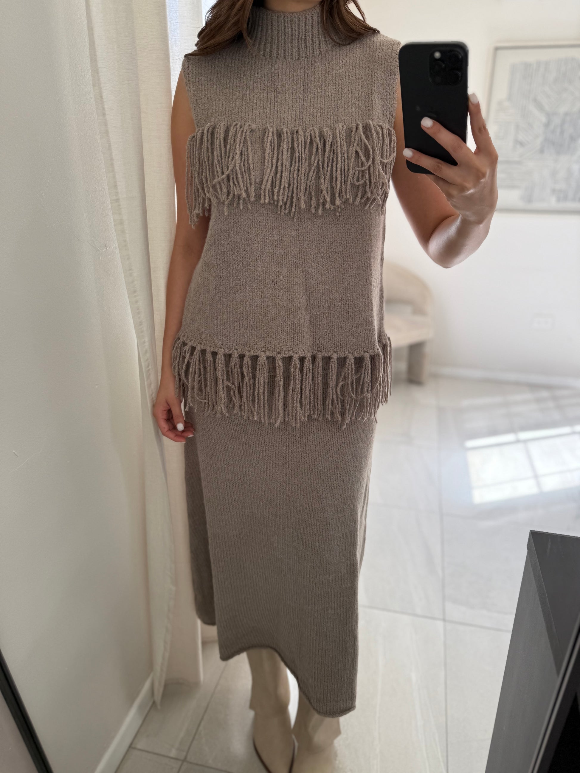 Set Knit Taupe Flecos