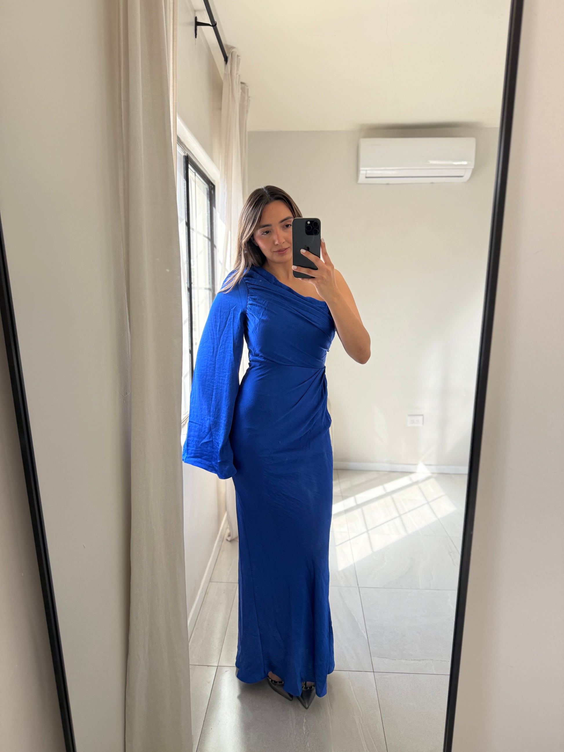 Royal Blue Flutter One Sleeve Dress
