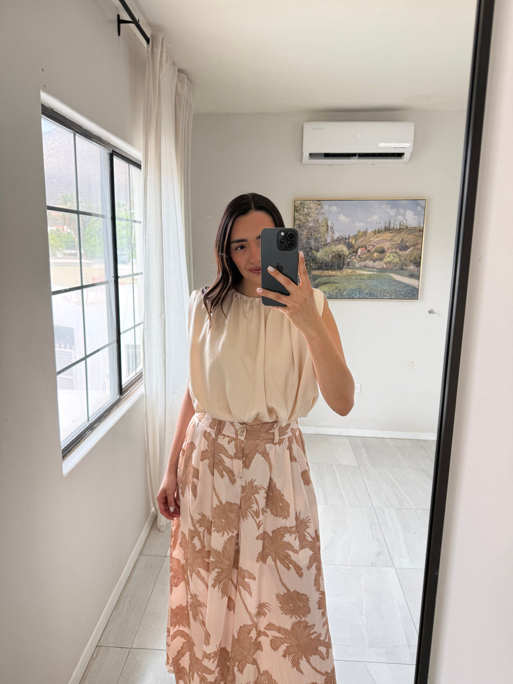 Beige Satin Melia Top